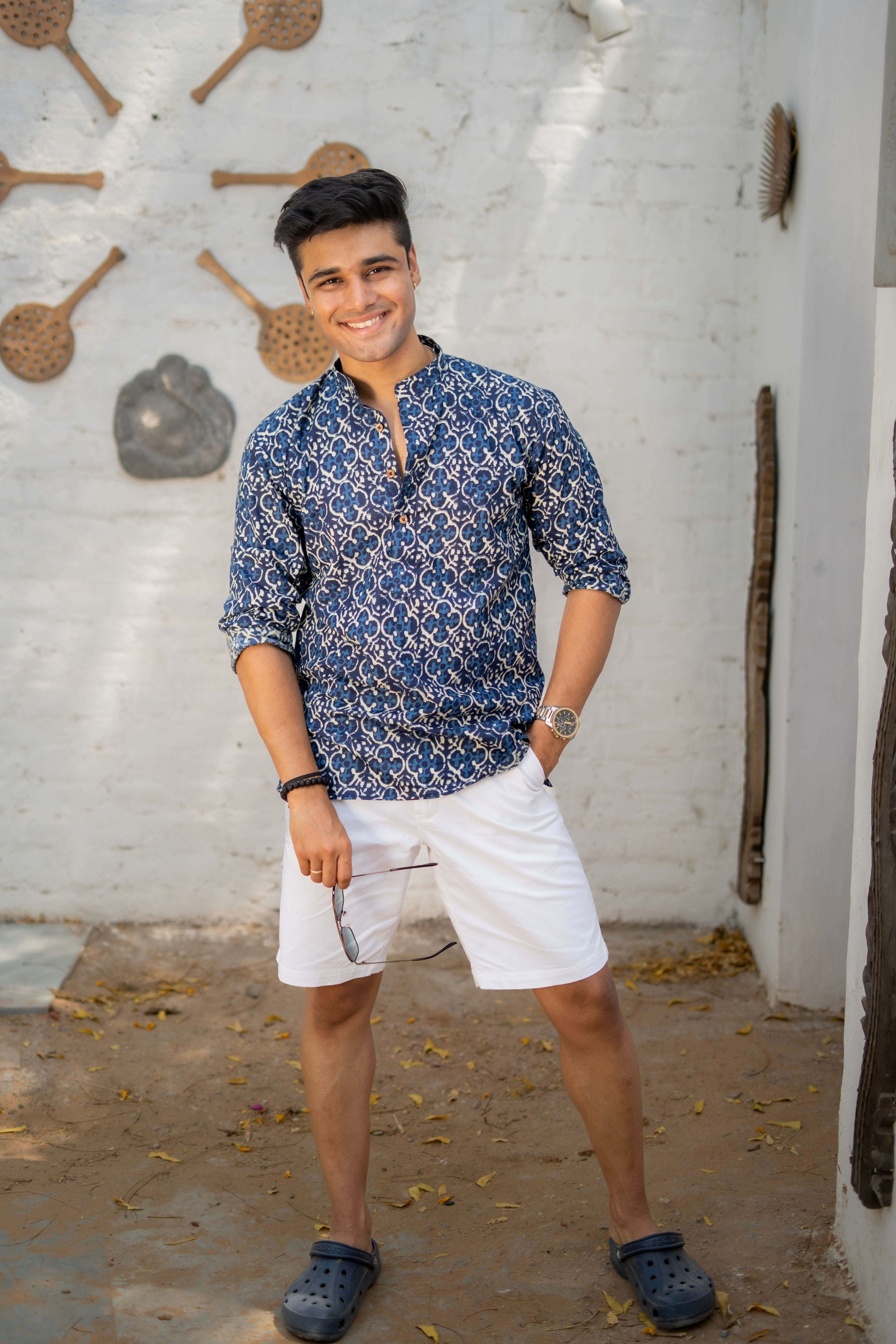 The Admiral Blue Short Kurta Abstract Print