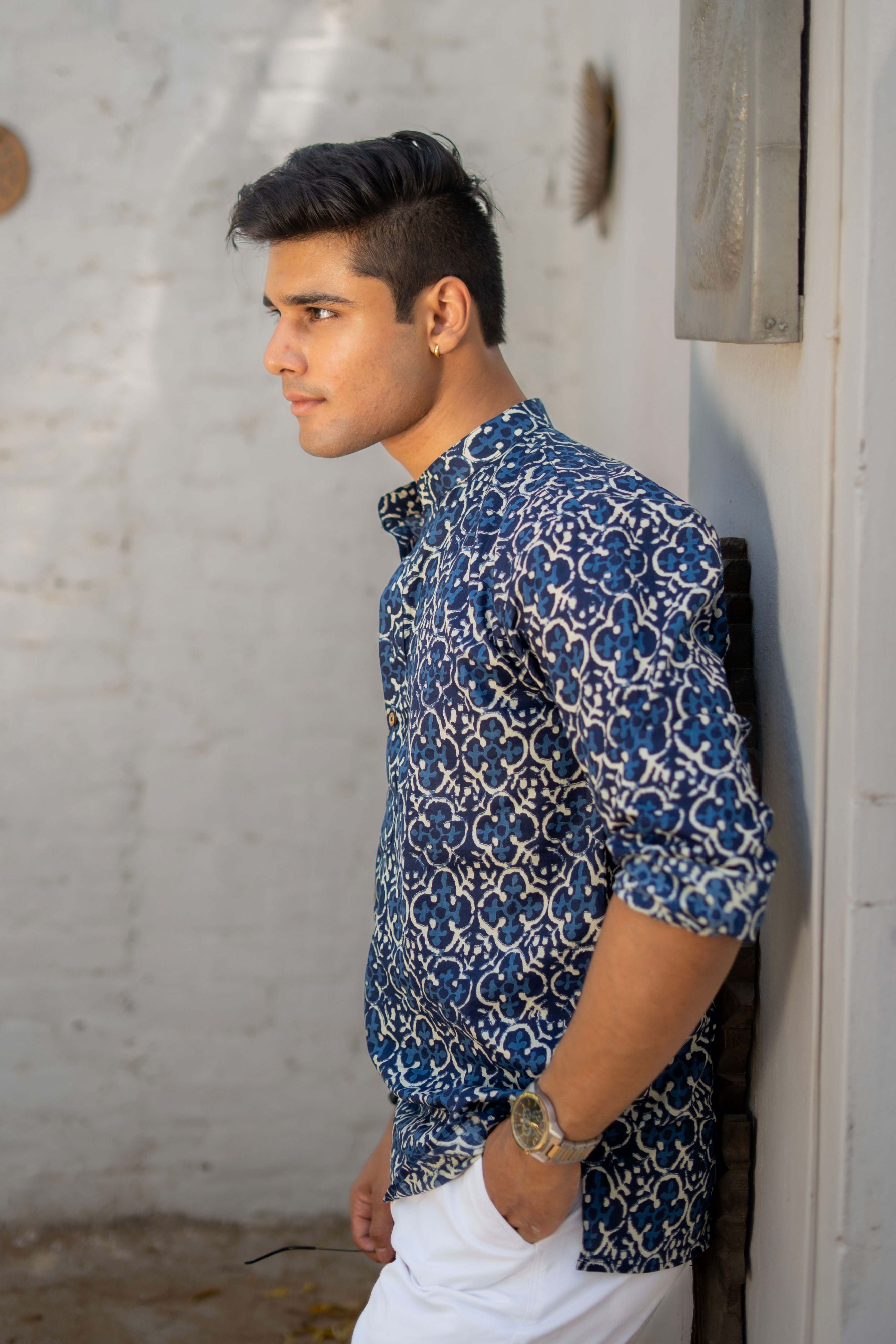 The Admiral Blue Short Kurta Abstract Print