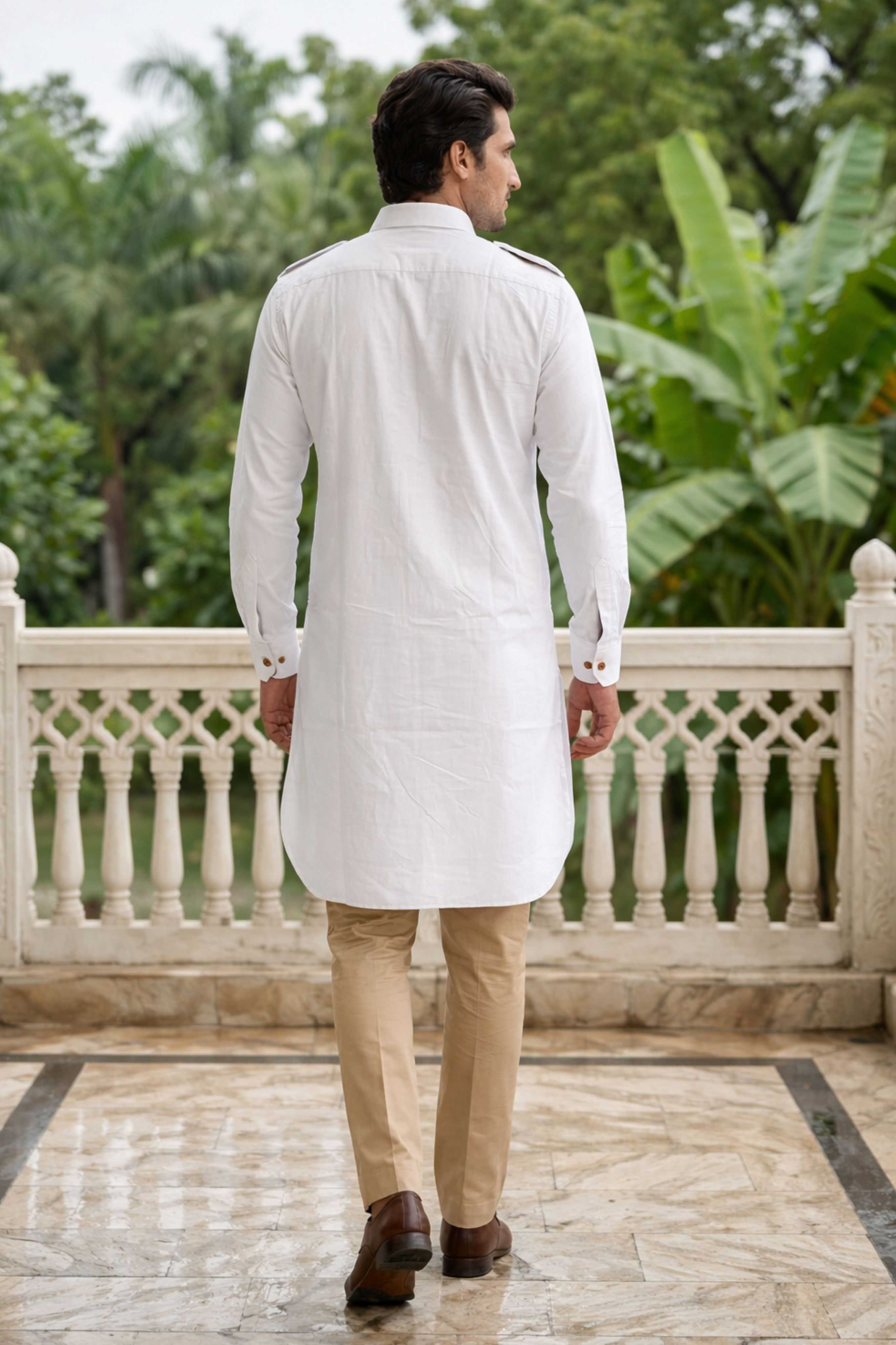 The White Oxford Pathani Kurta