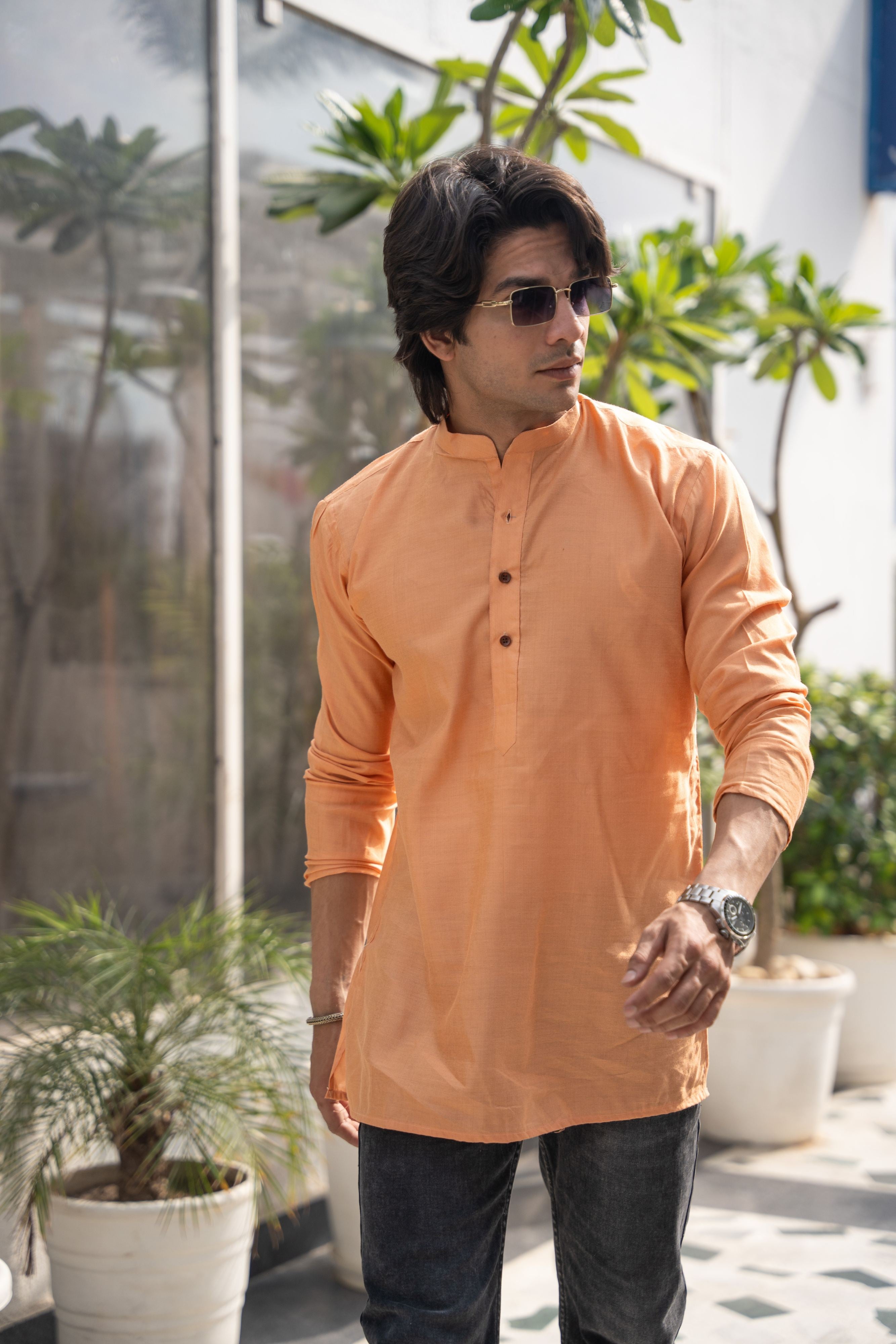 The Orange Short Kurta for Men