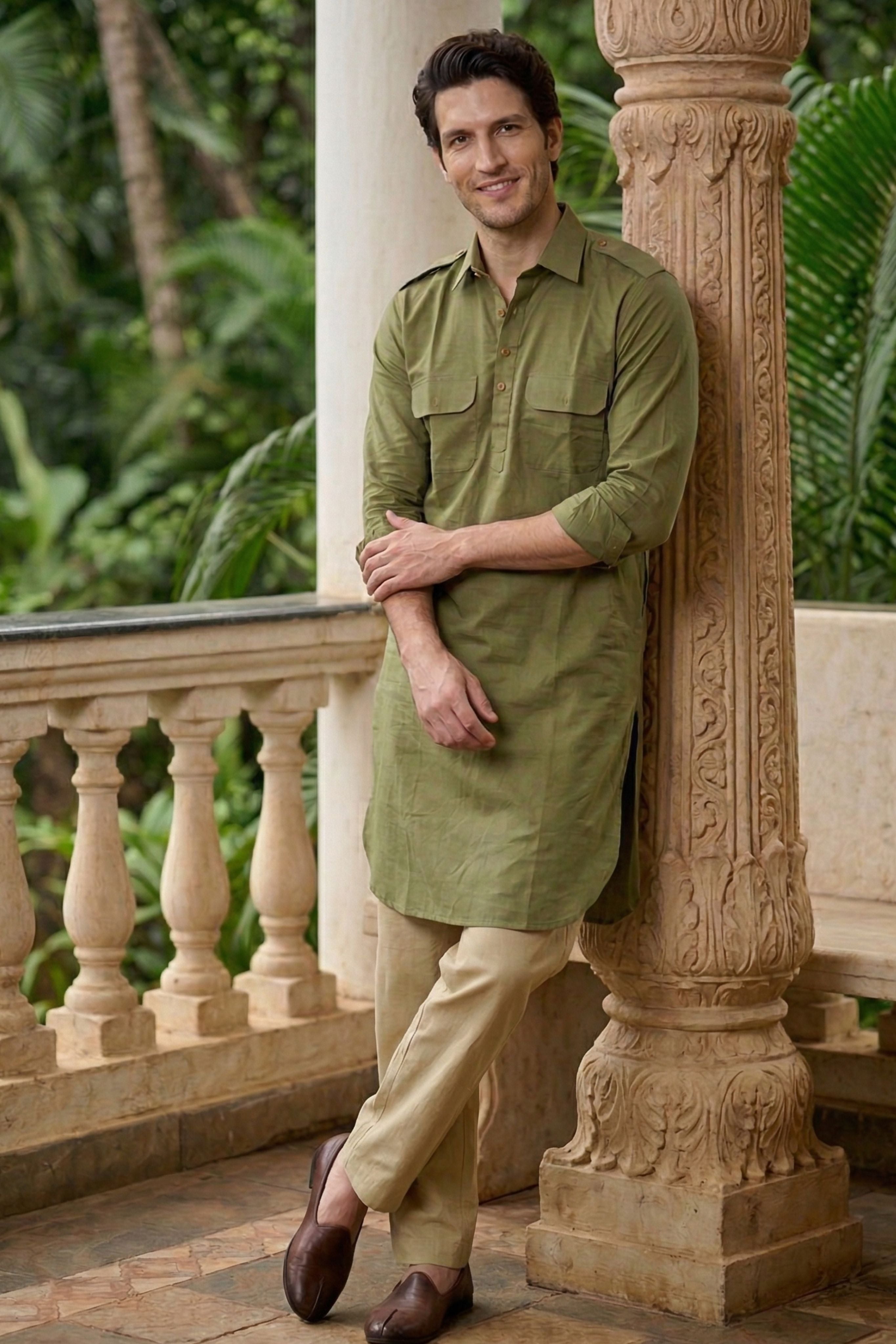 The Light Green Pathani Kurta for Men