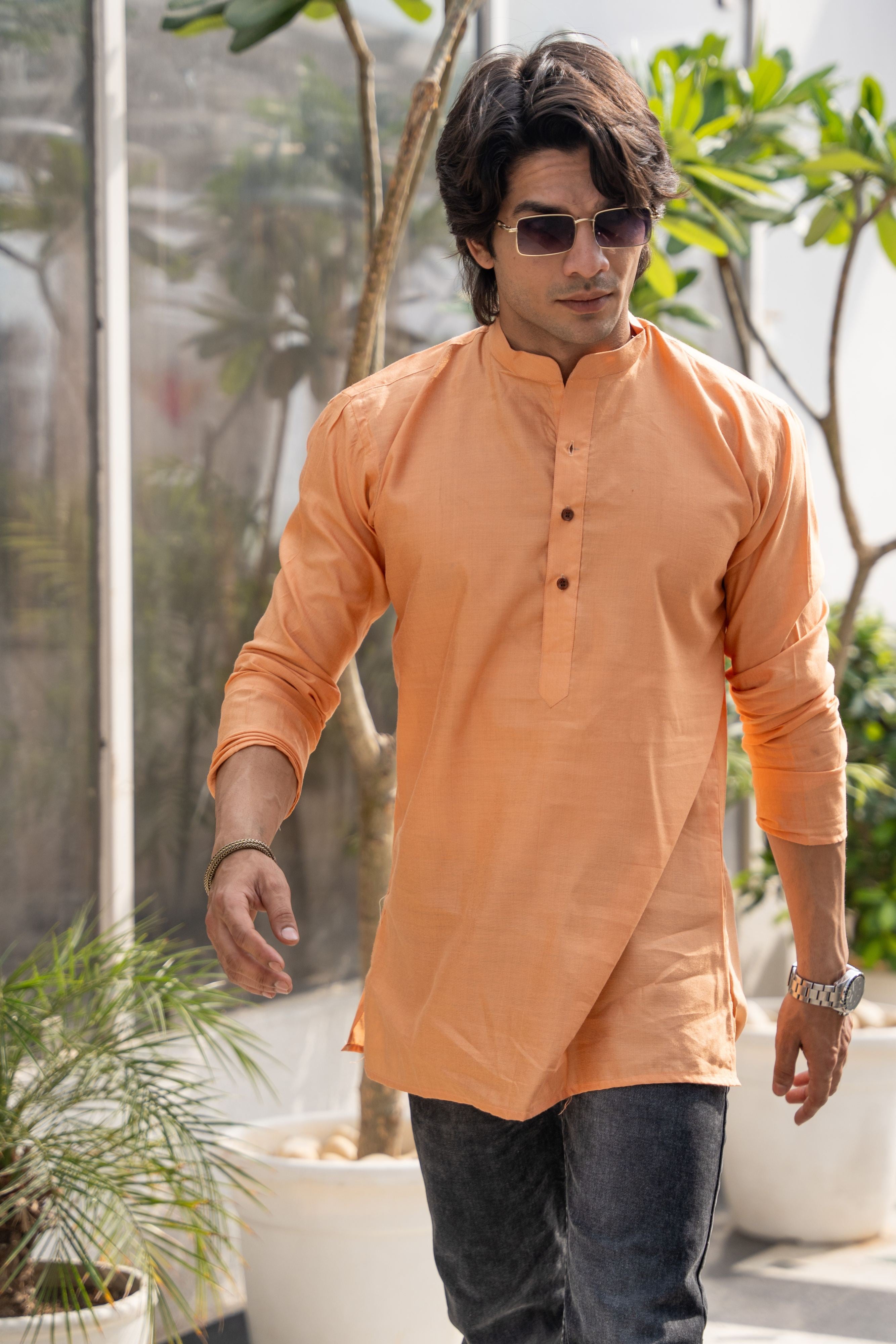 The Orange Short Kurta for Men