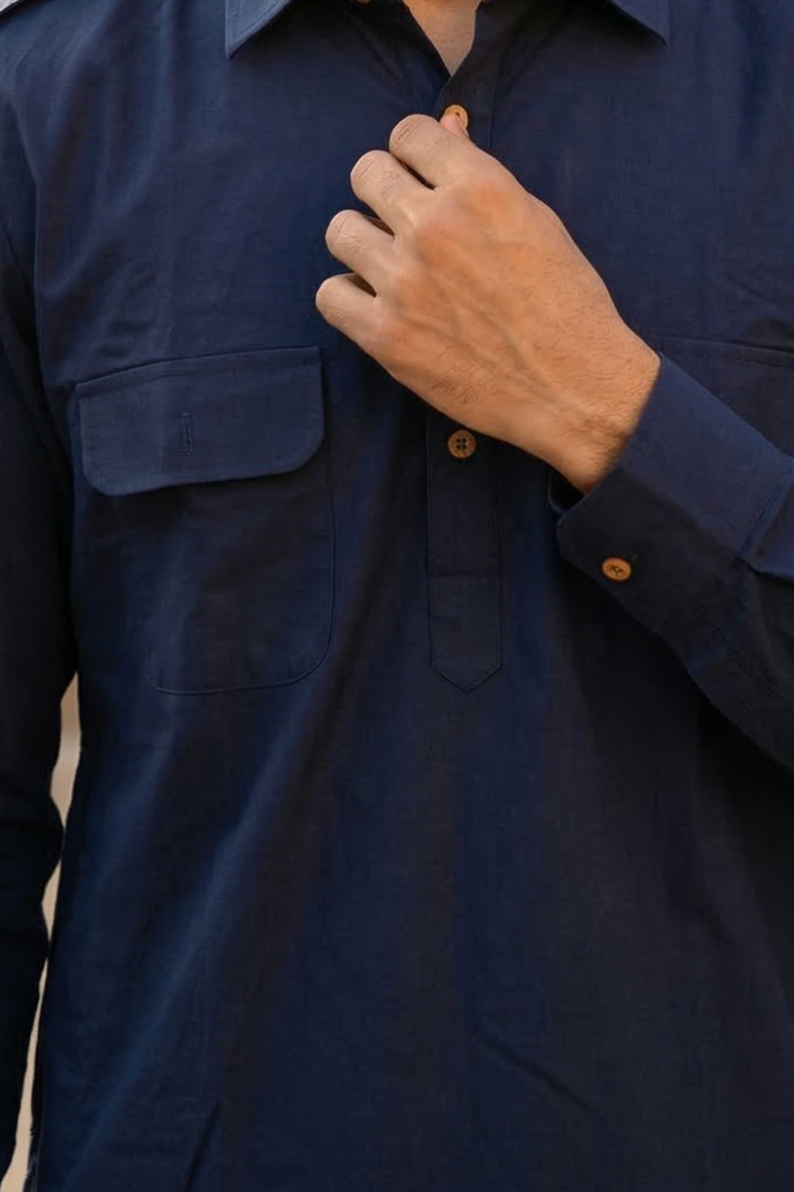 The Navy Blue Pathani Kurta for Men