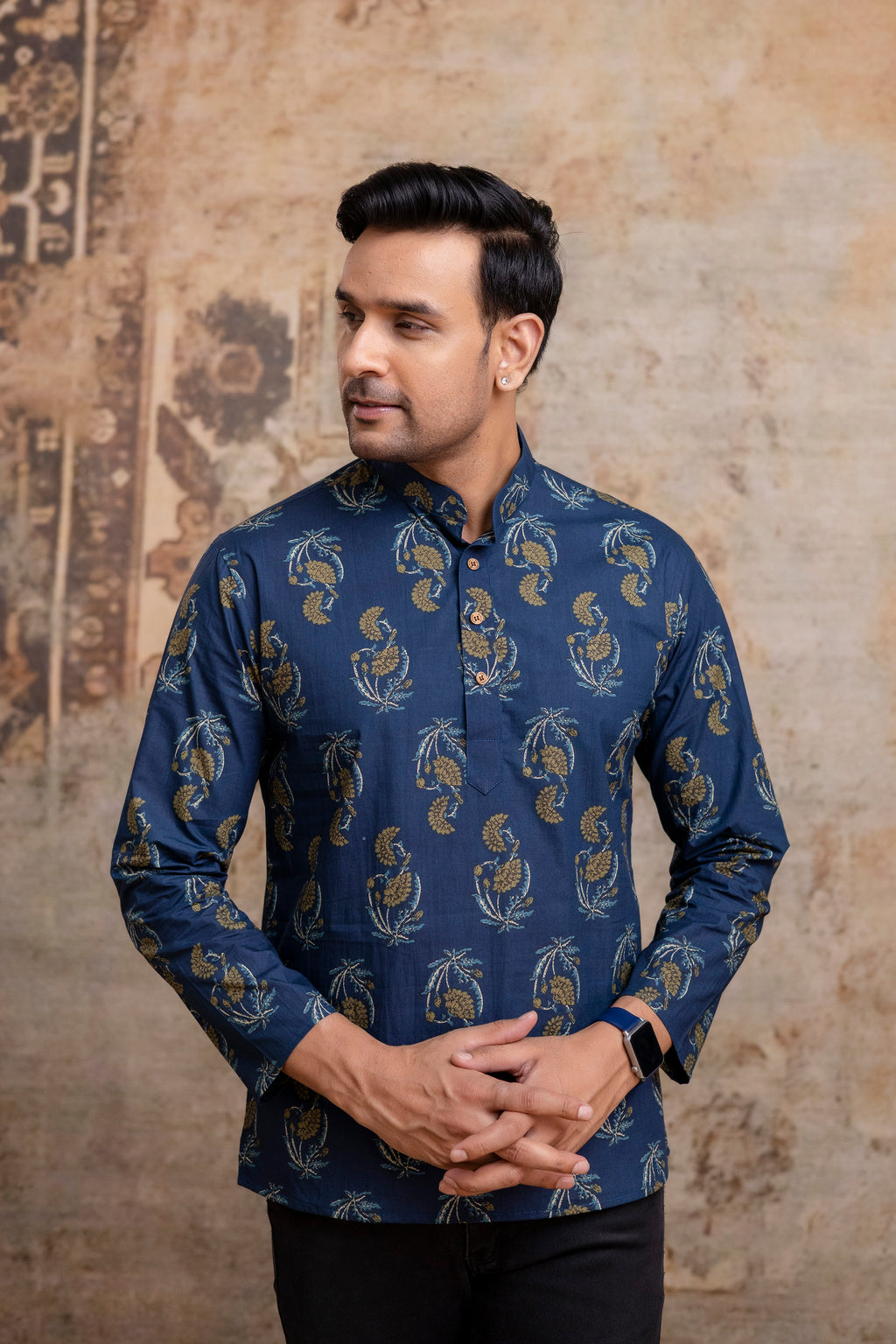 The Indigo Blue Garden Floral Short Kurta
