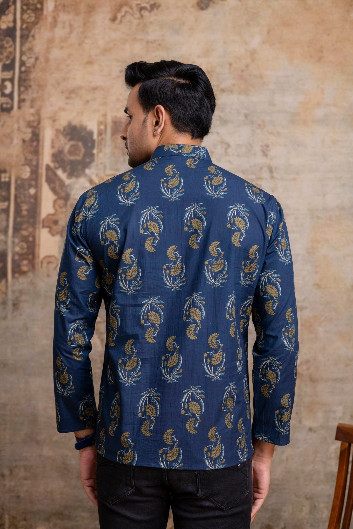 The Indigo Blue Garden Floral Short Kurta