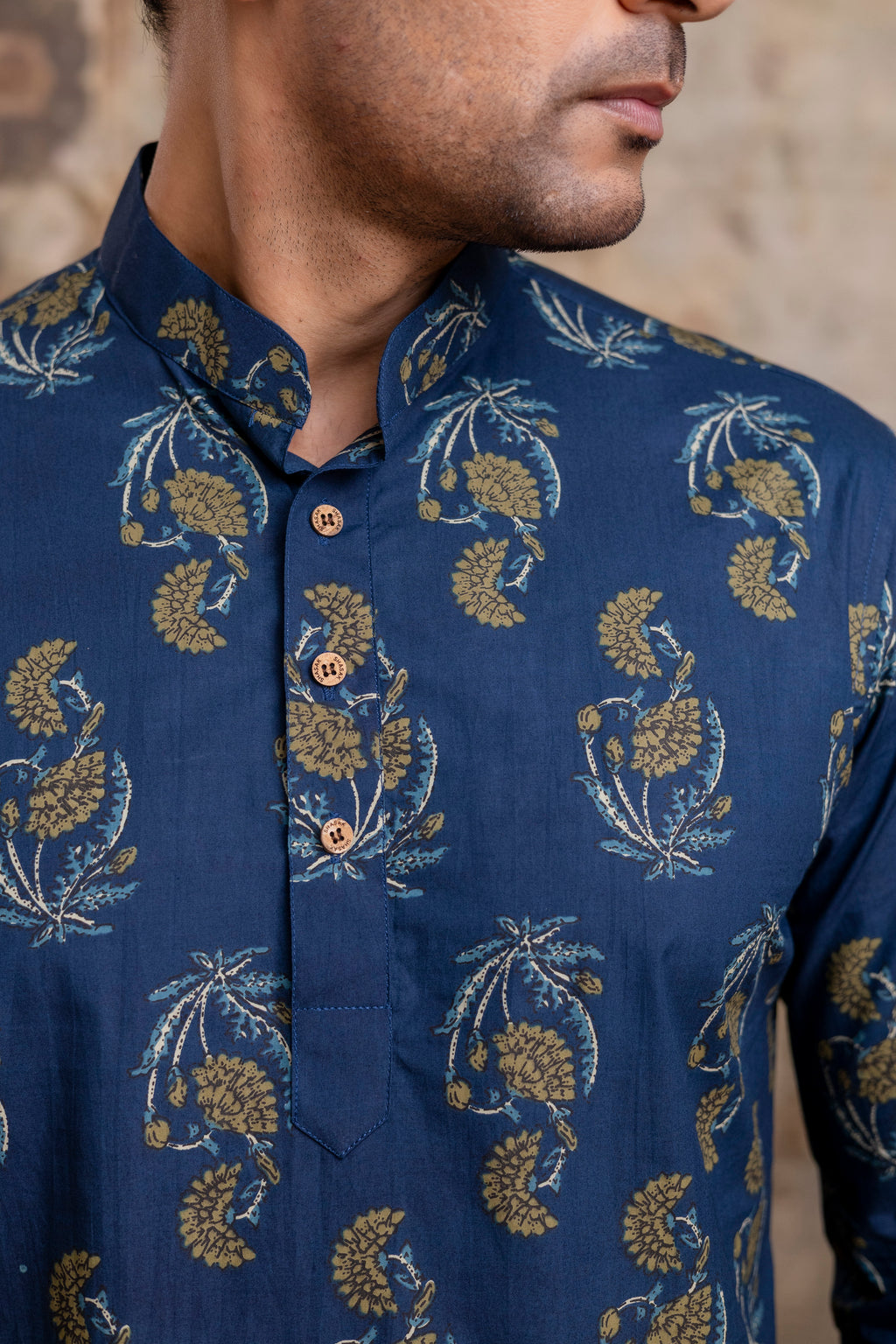 The Indigo Blue Garden Floral Short Kurta
