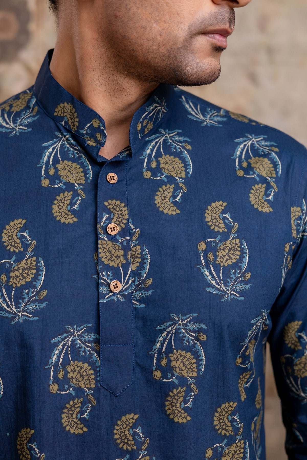 The Indigo Blue Garden Floral Short Kurta