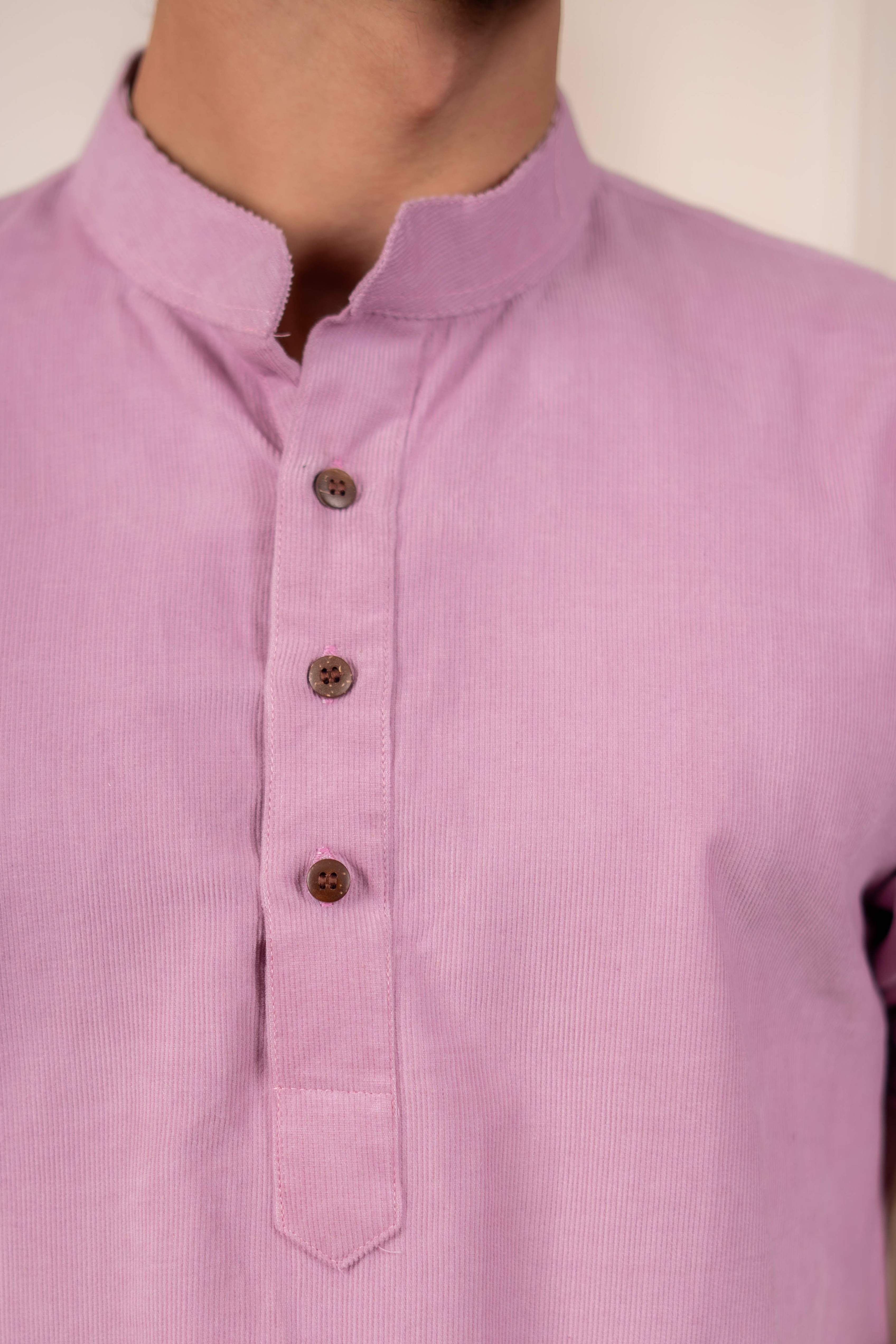 The Oyster Pink Corduroy Short Kurta