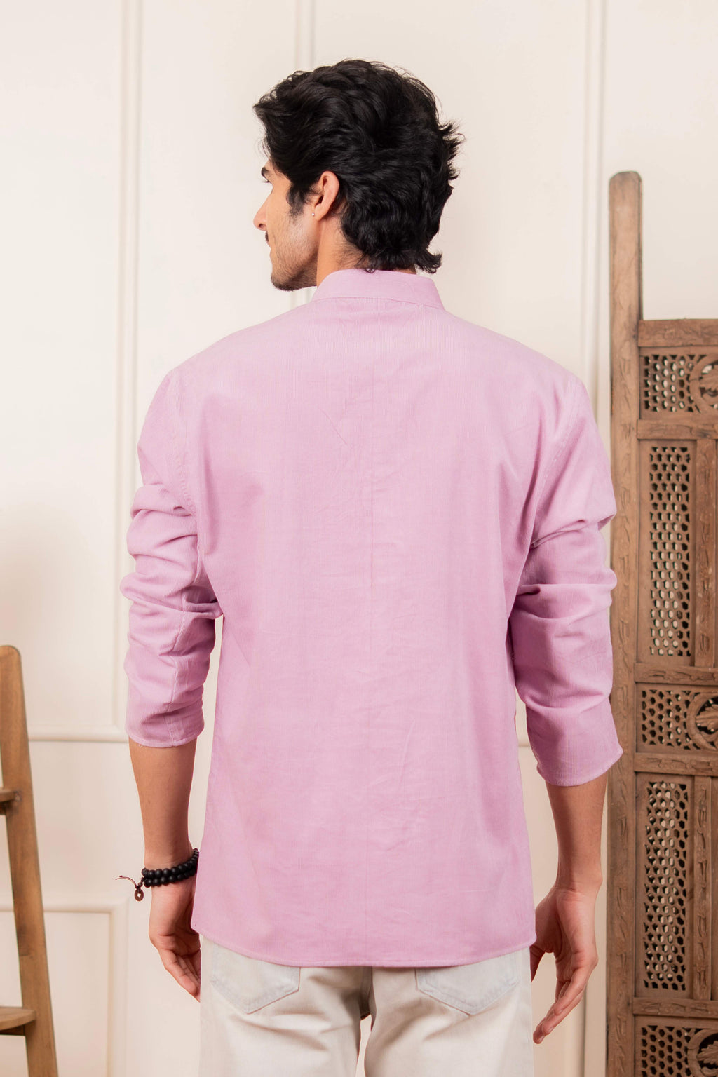 The Oyster Pink Corduroy Short Kurta