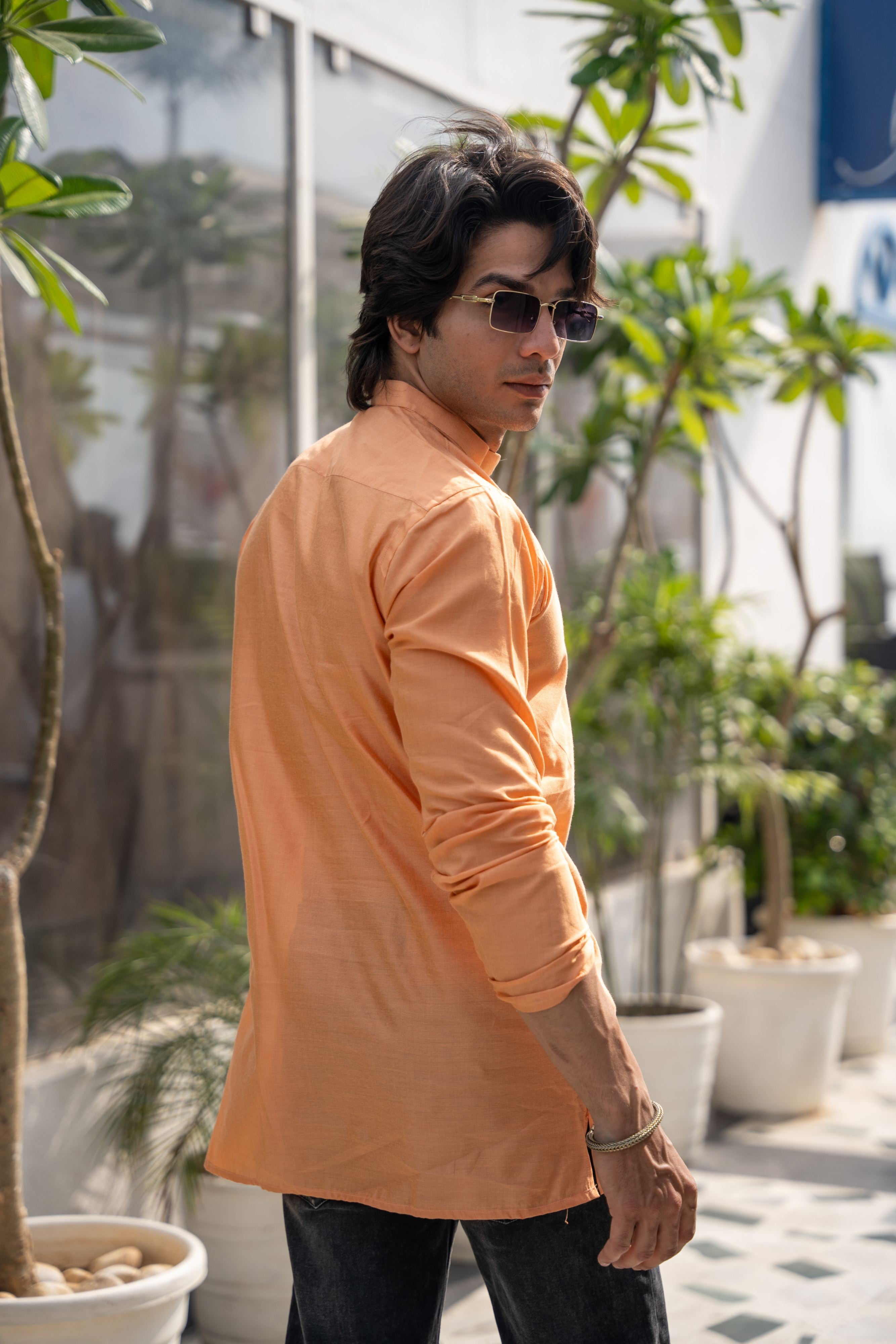 The Orange Short Kurta for Men