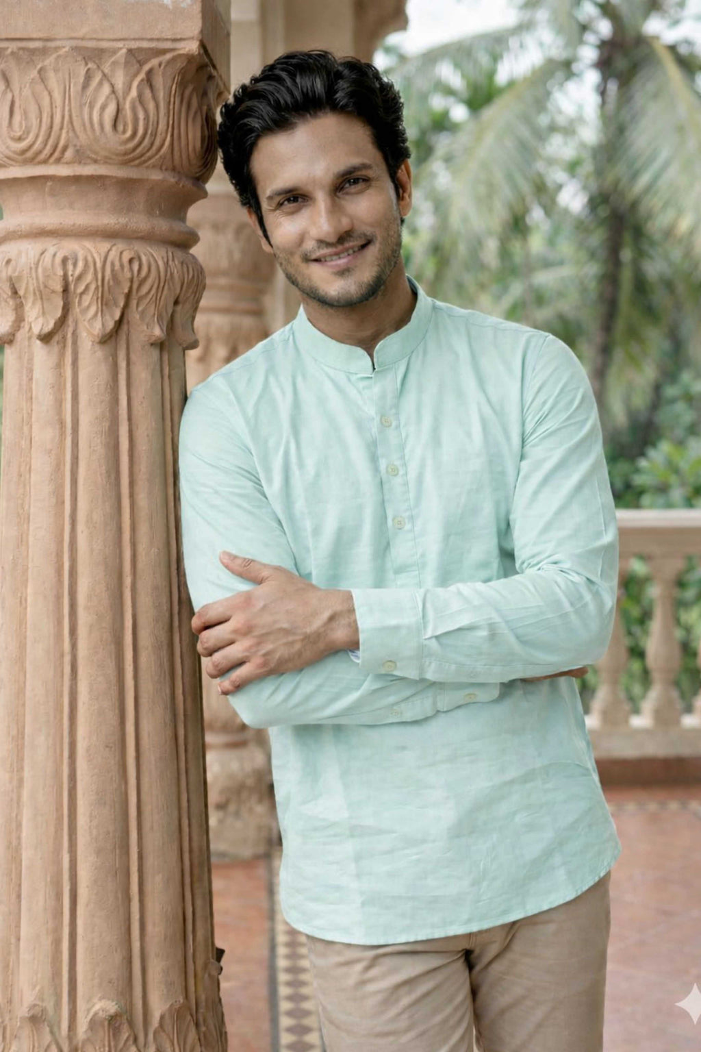 The Soft Mint Oxford Short Kurta