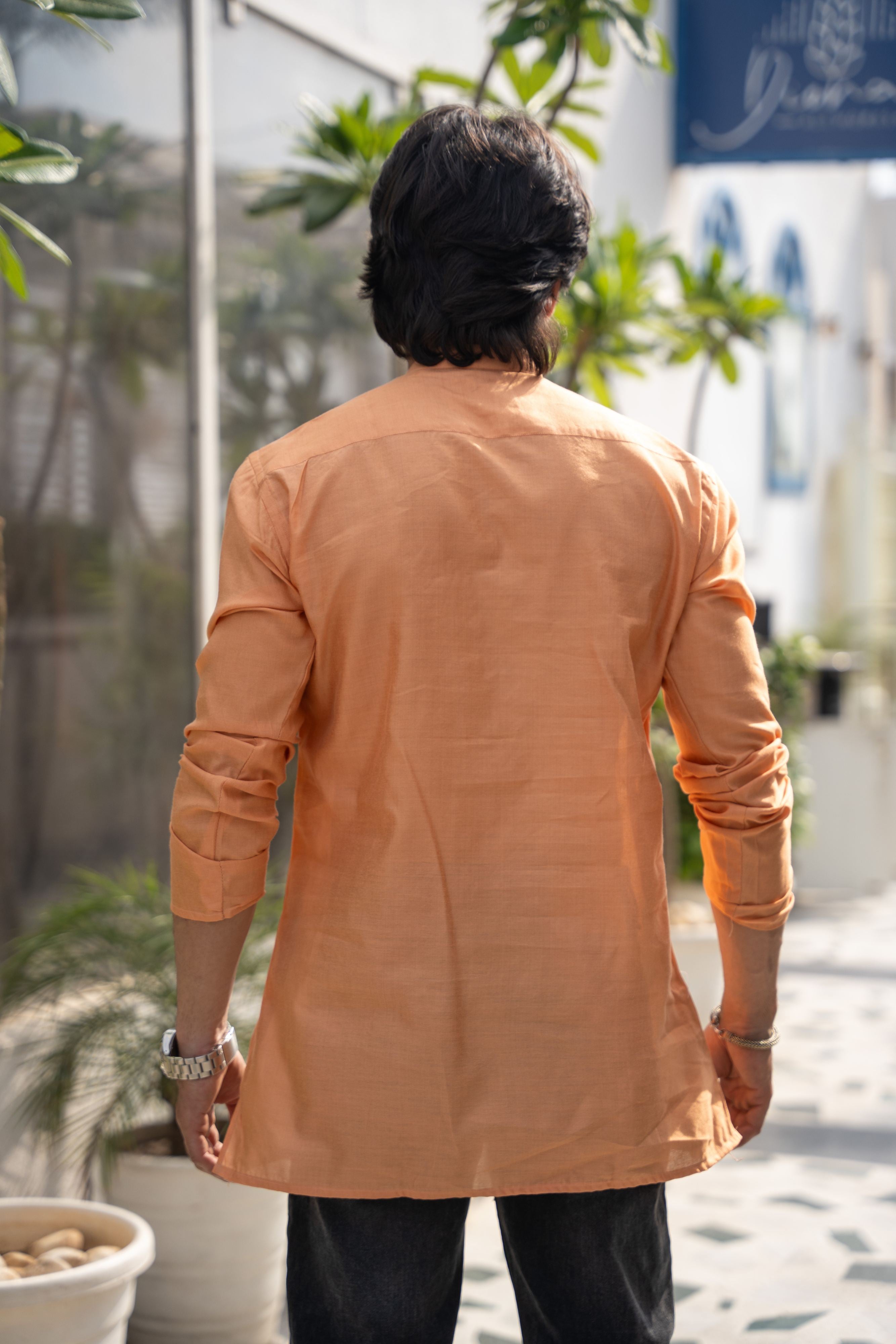 The Orange Short Kurta for Men