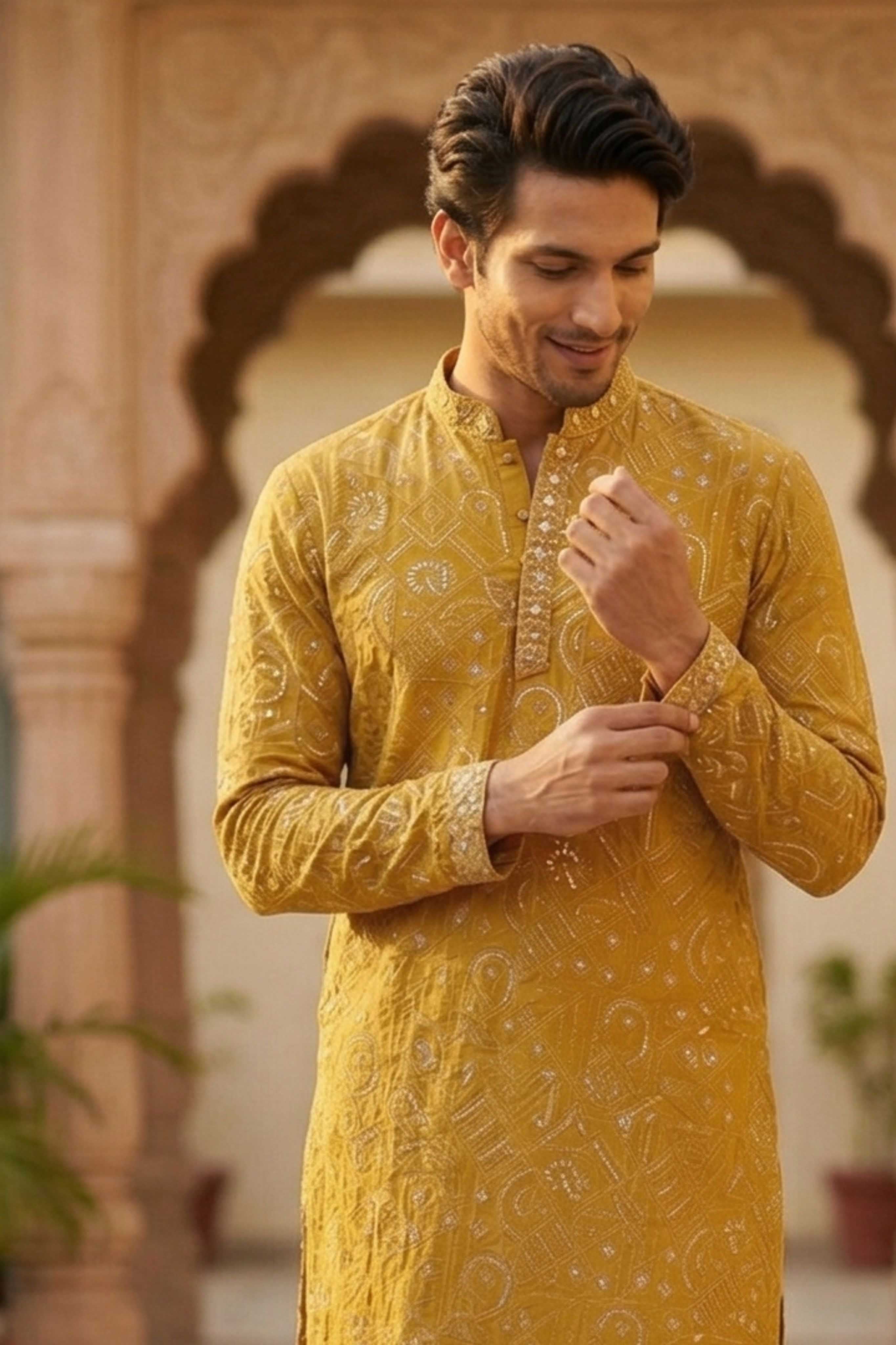The Sparkling Yellow Sequin Kurta