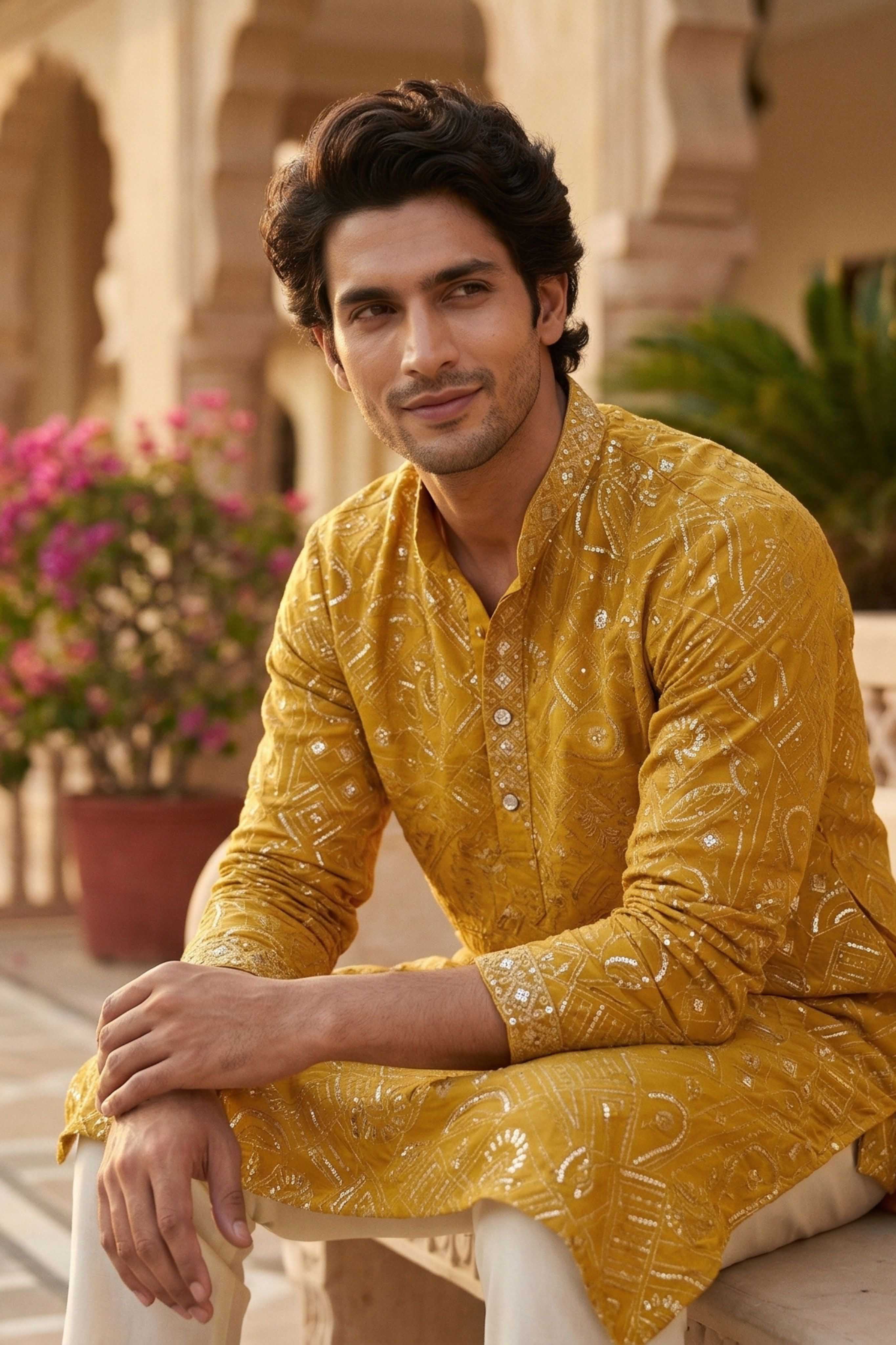 The Sparkling Yellow Sequin Kurta