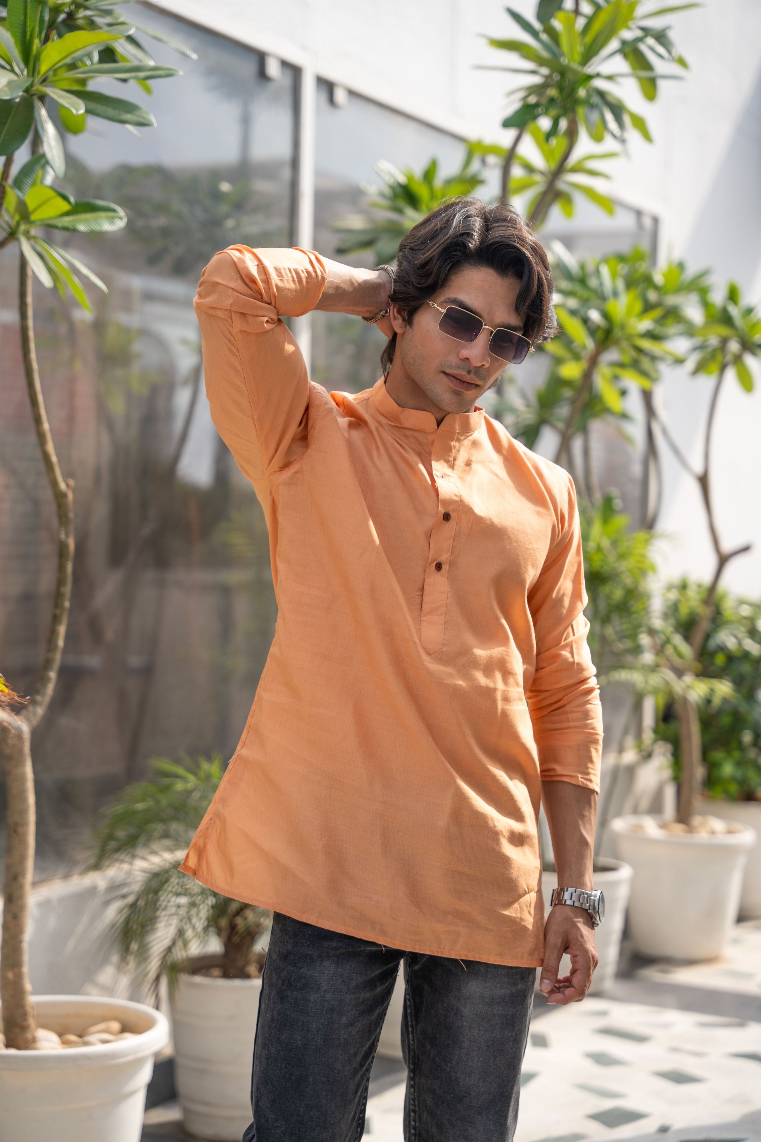The Orange Short Kurta for Men