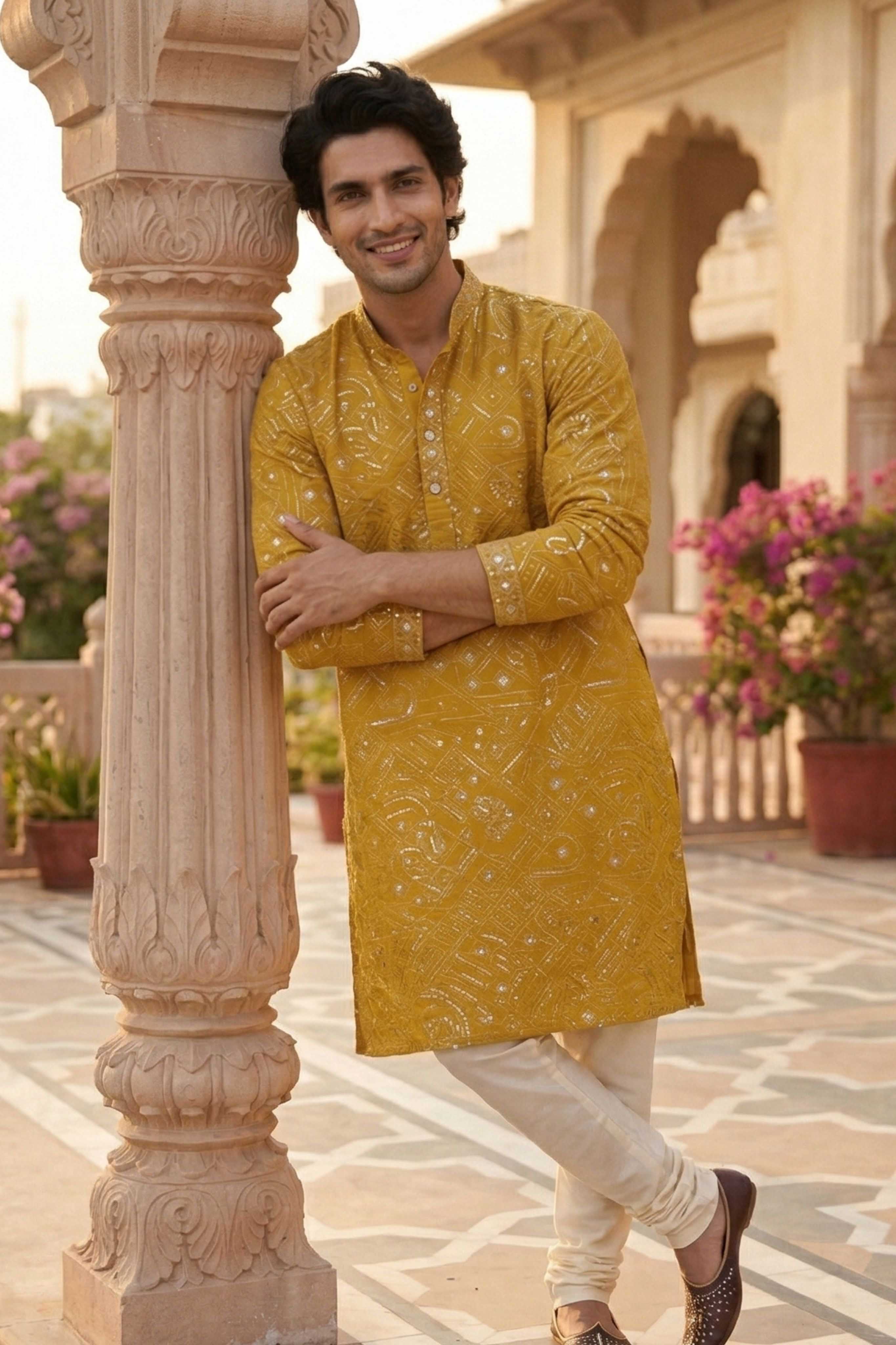 The Sparkling Yellow Sequin Kurta