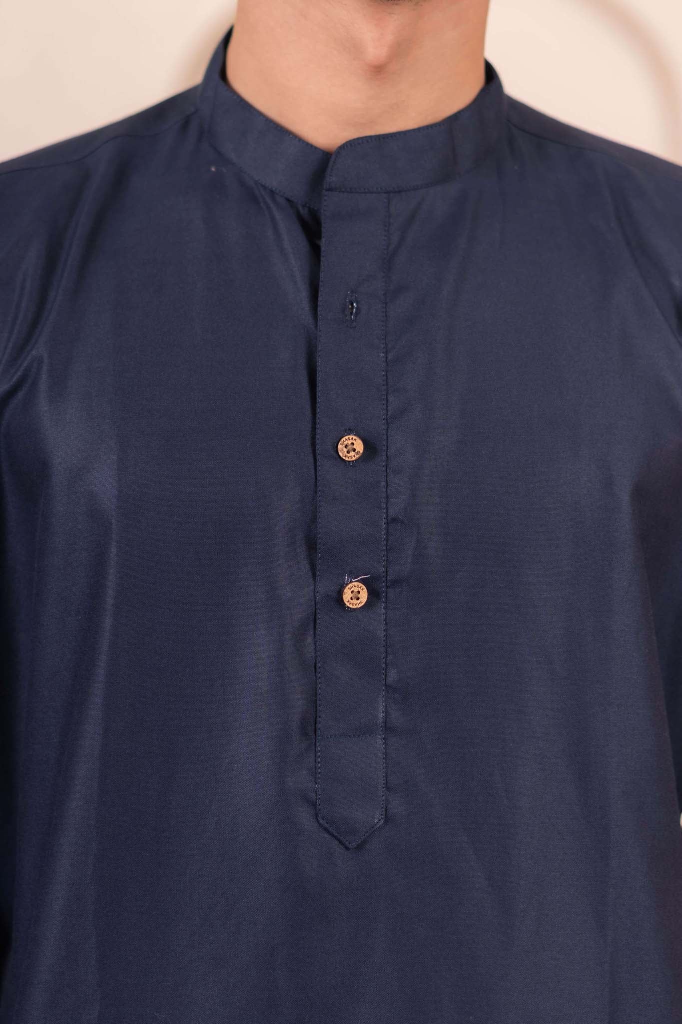 The Navy Blue Oxford Long Kurta