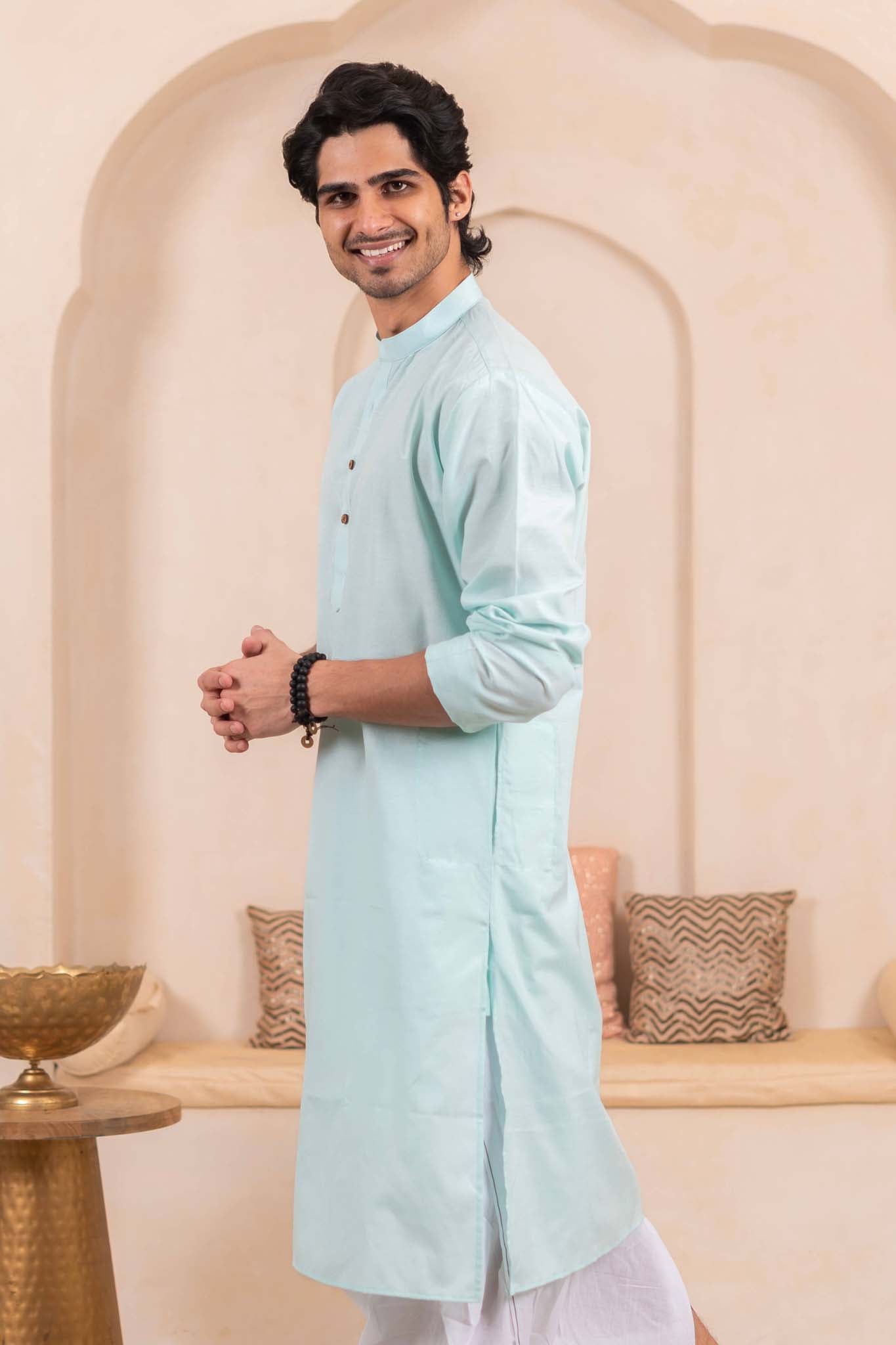 The Light Green Long Kurta for Men