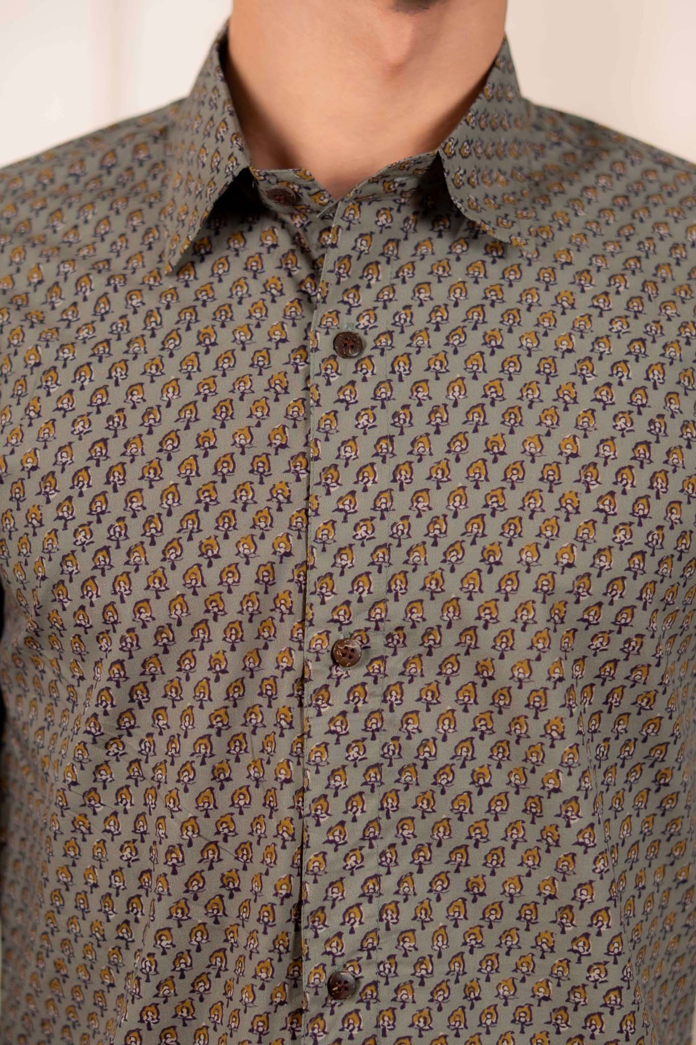 The Fossil Grey Paisley Motif Shirt