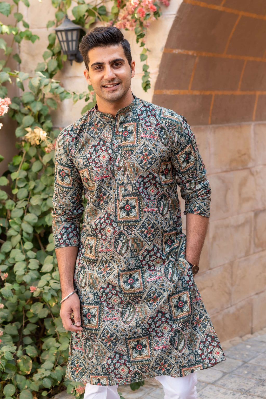 Floral Print Kurta for Men