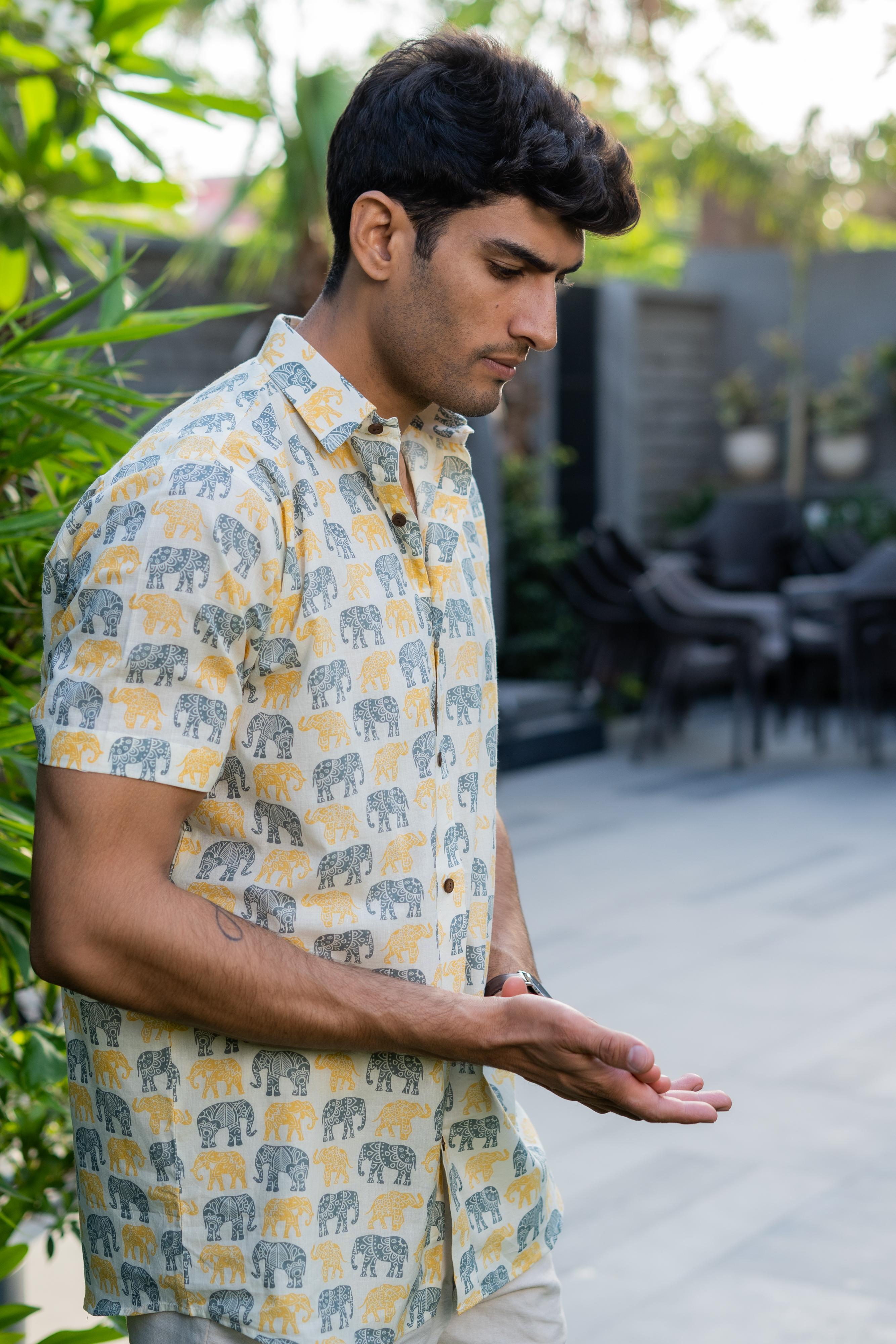 The Off-White Elephant Print Shirt (Half Sleeves)