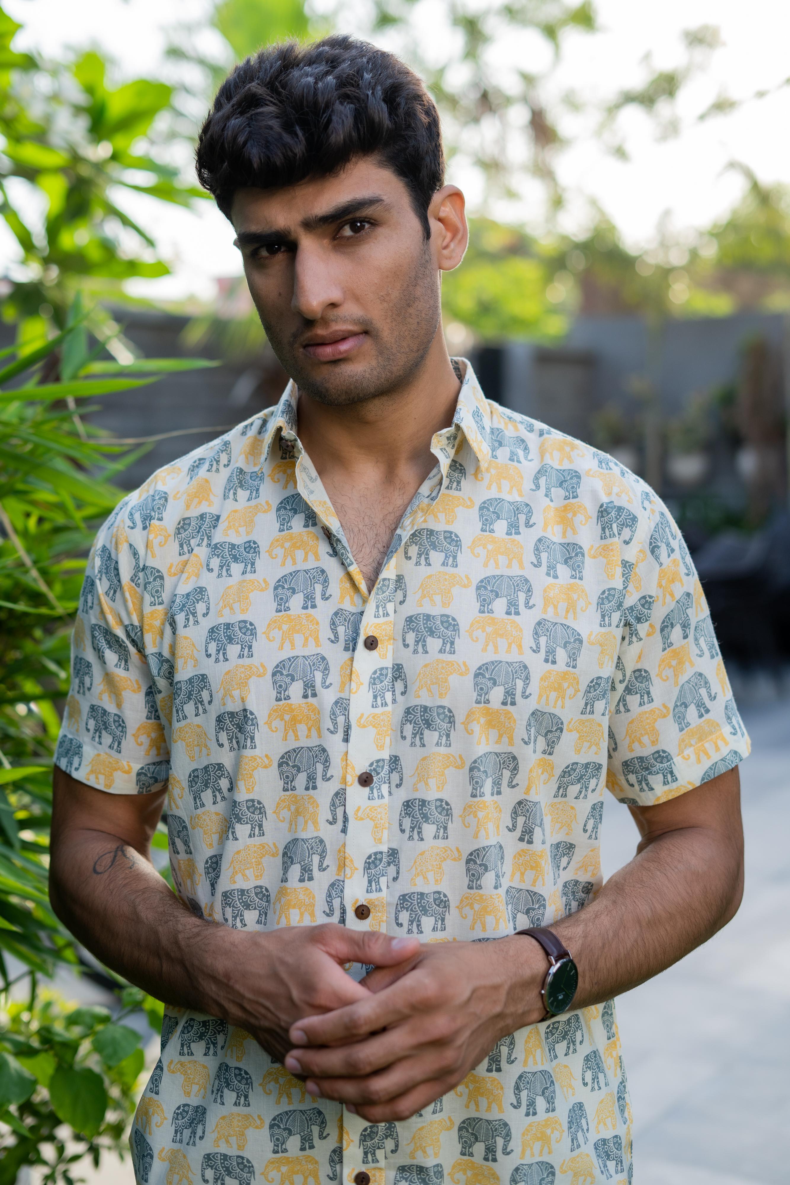 The Off-White Elephant Print Shirt (Half Sleeves)