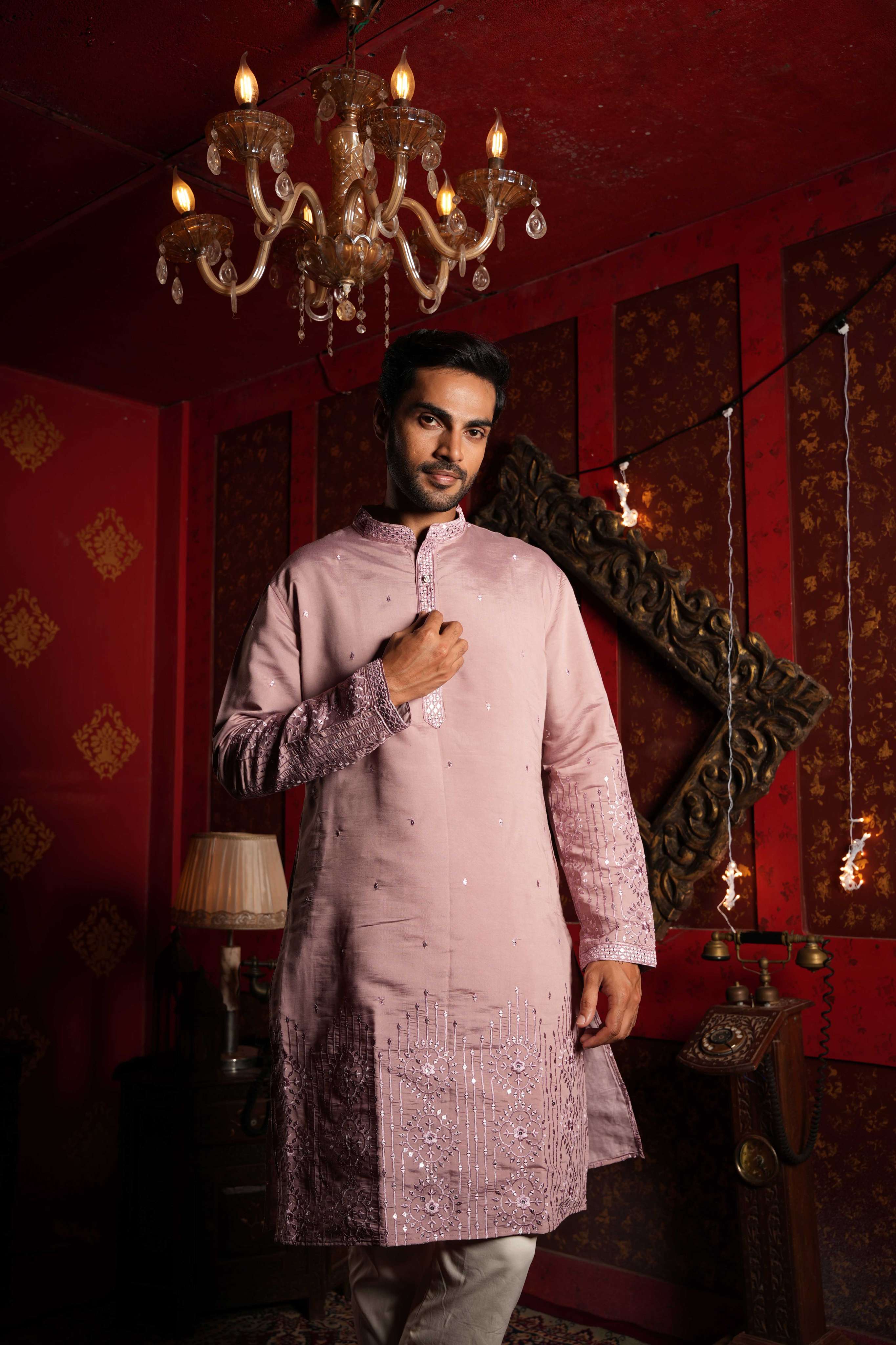 The Mauve Mirror Blossom Long Kurta
