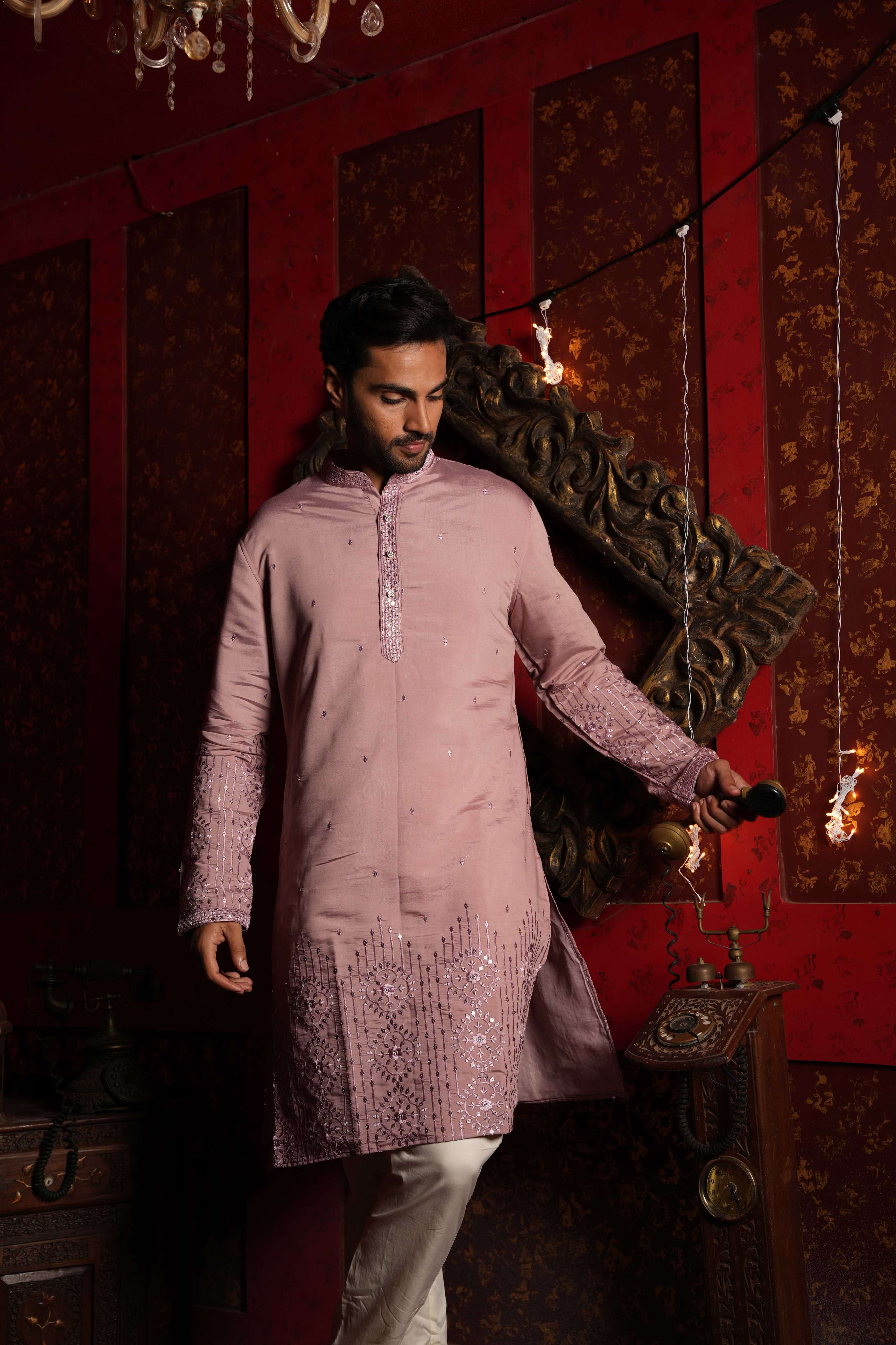 The Mauve Mirror Blossom Long Kurta