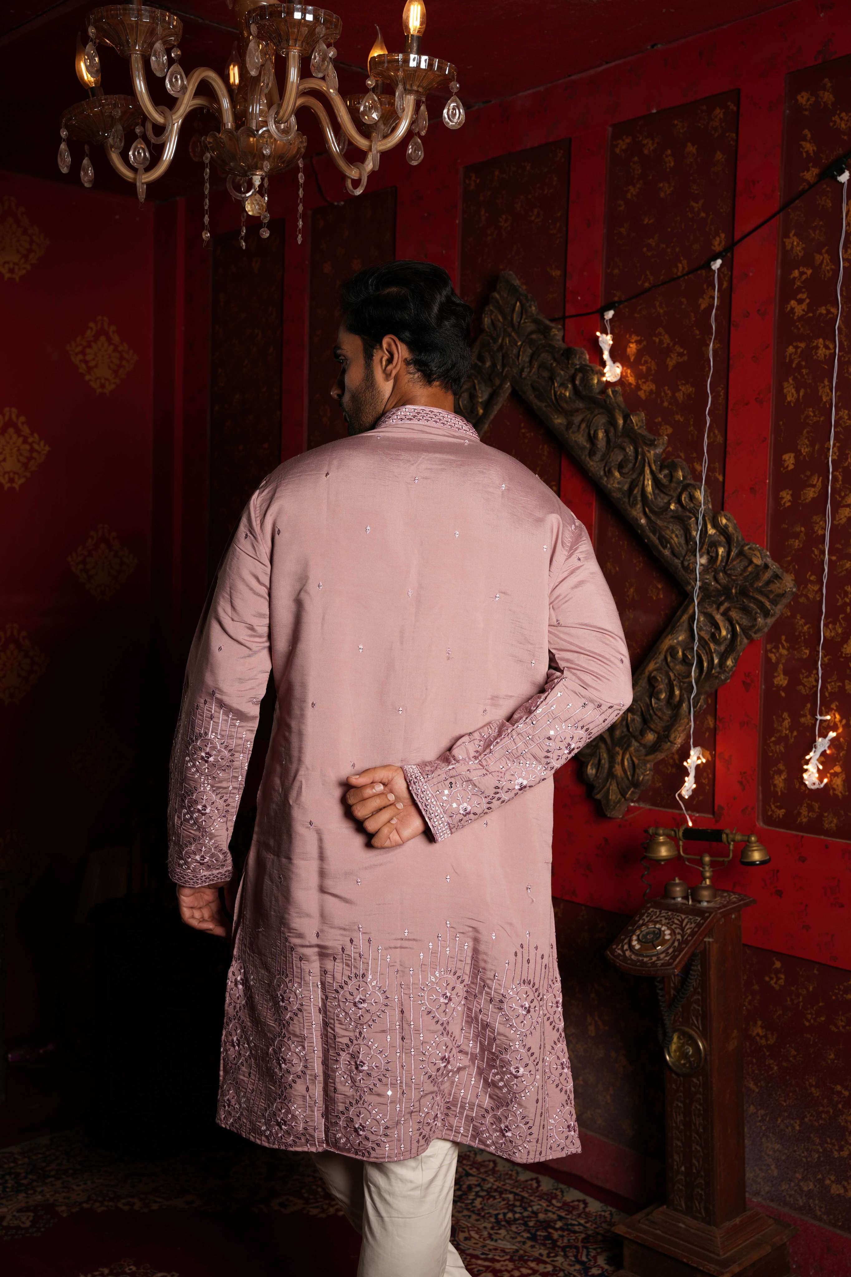 The Mauve Mirror Blossom Long Kurta