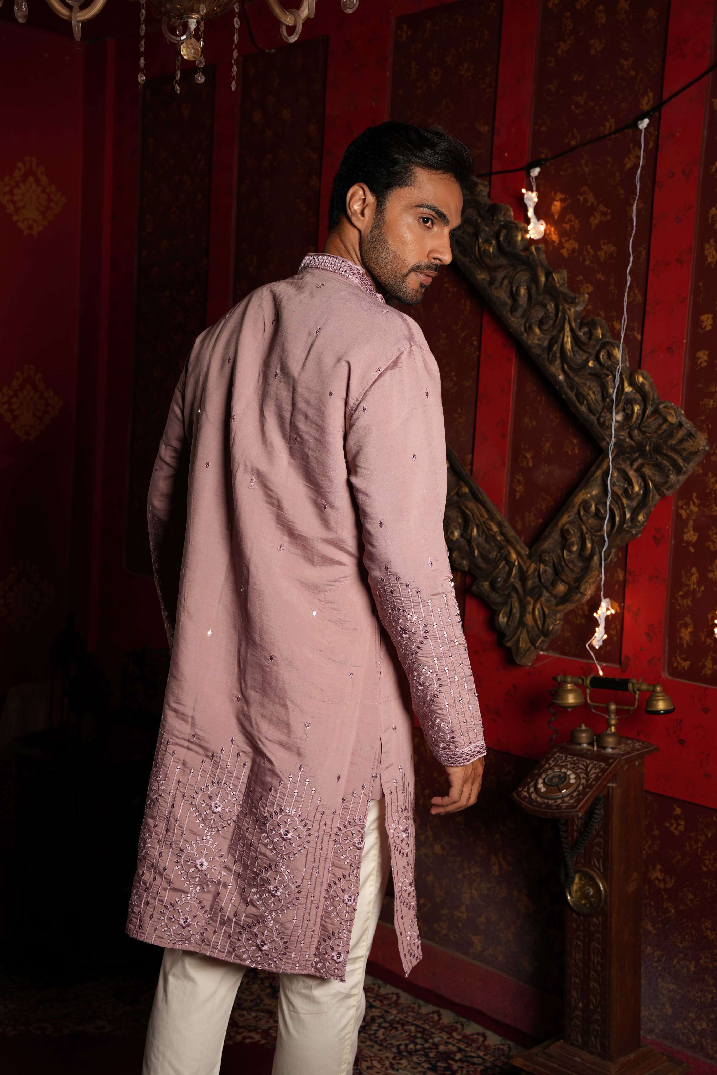 The Mauve Mirror Blossom Long Kurta