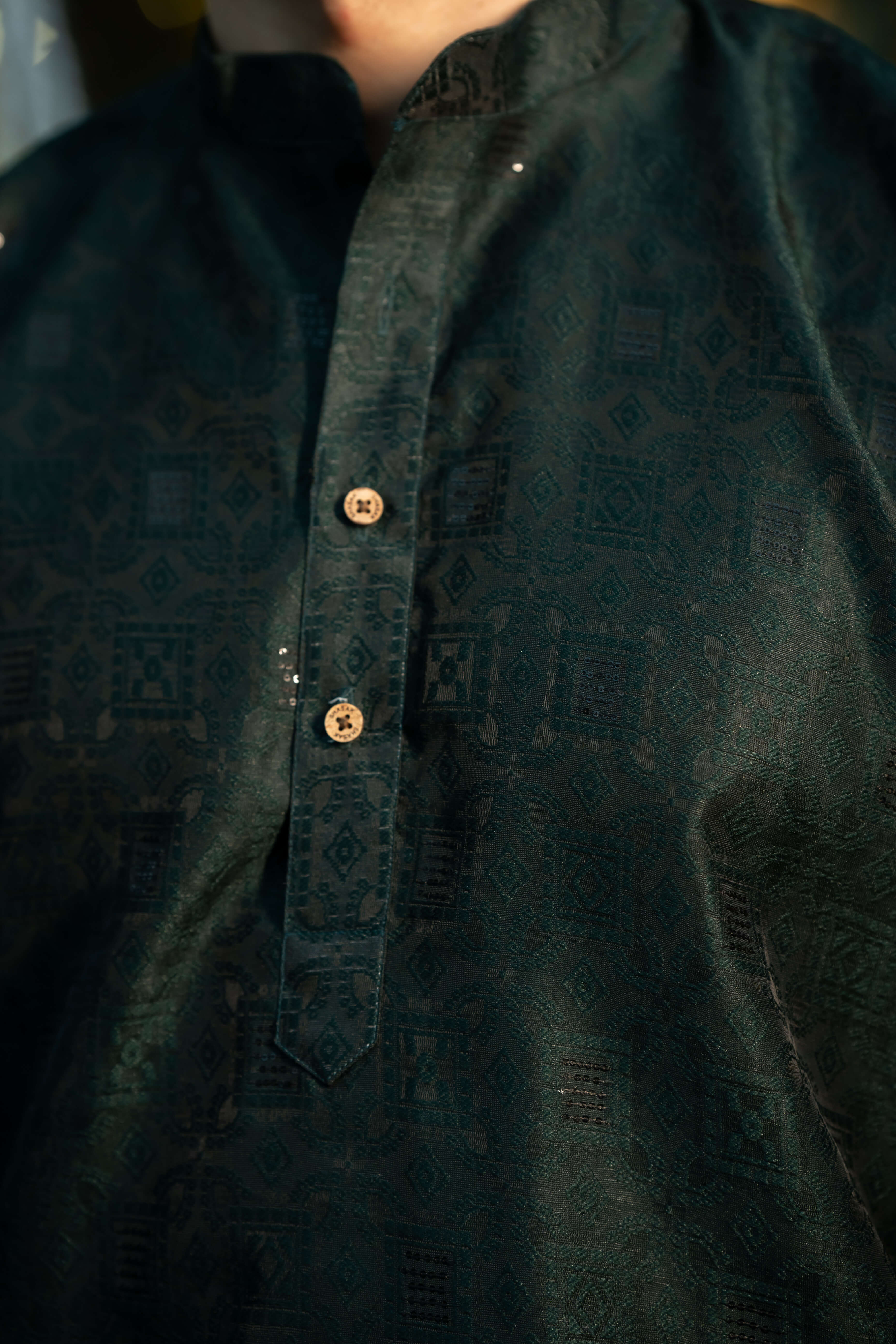 The Green Long Kurta With Thread Work and Sequins