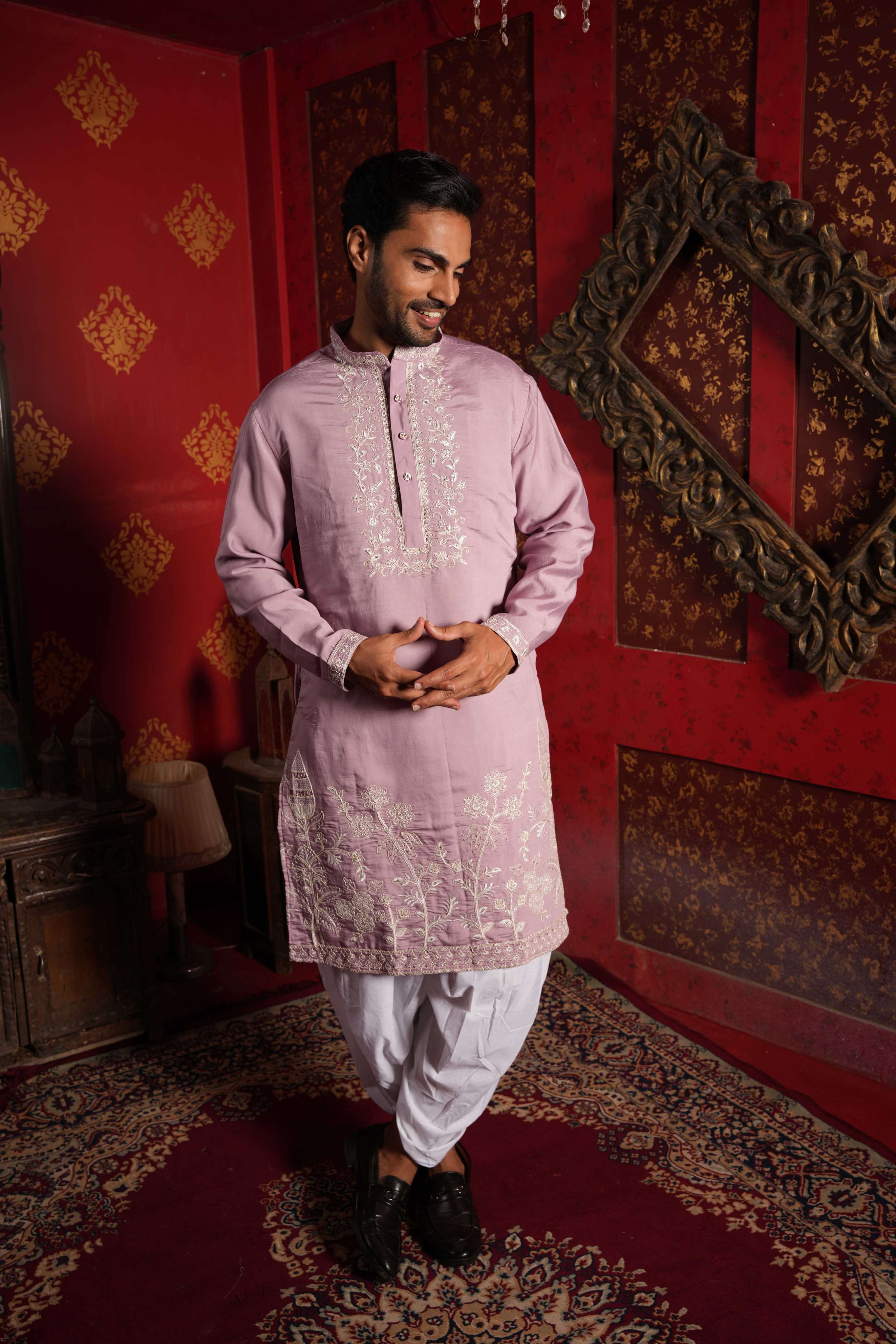 The Lavender Floral Embroidery Kurta