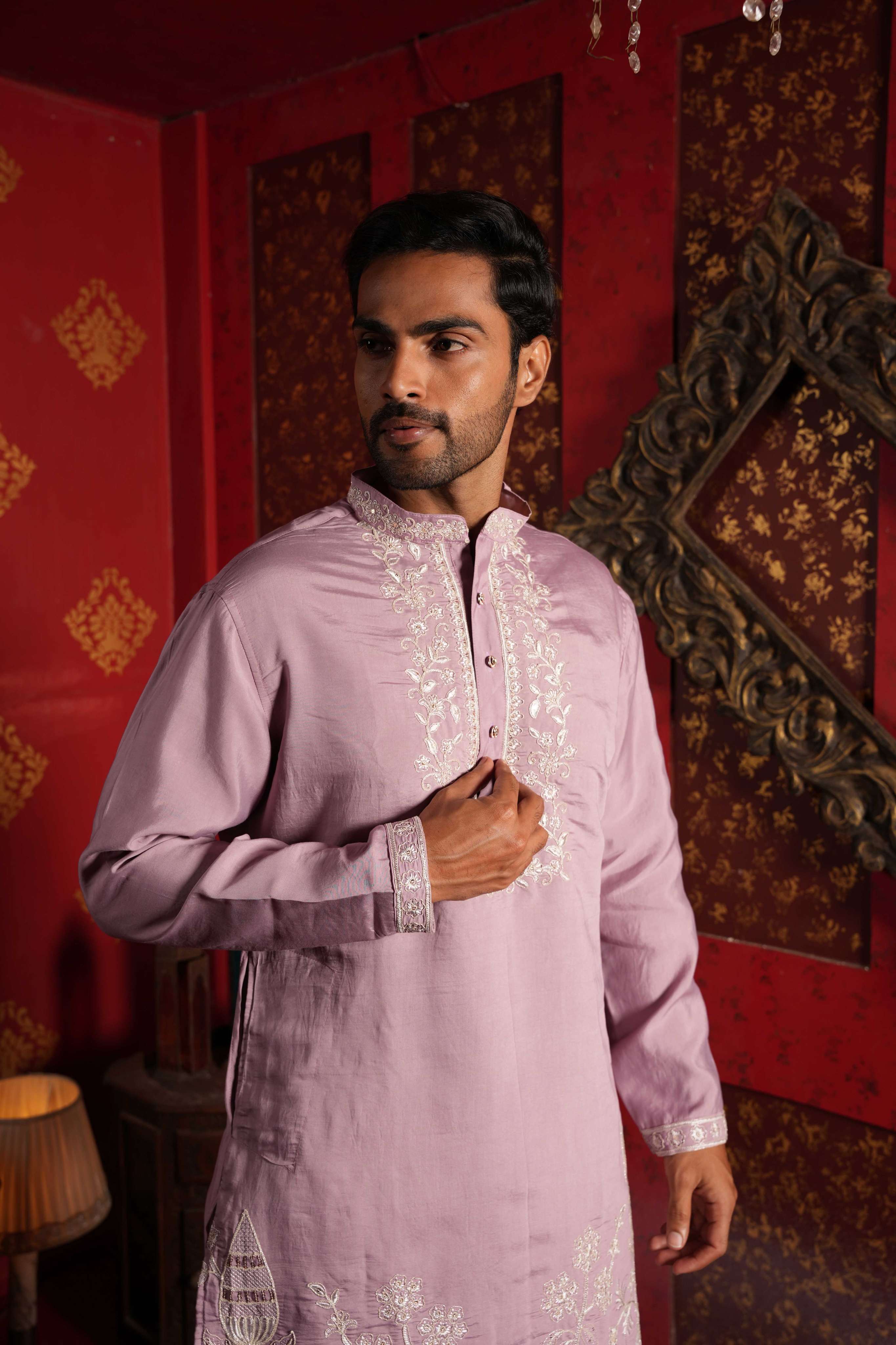 The Lavender Floral Embroidery Kurta