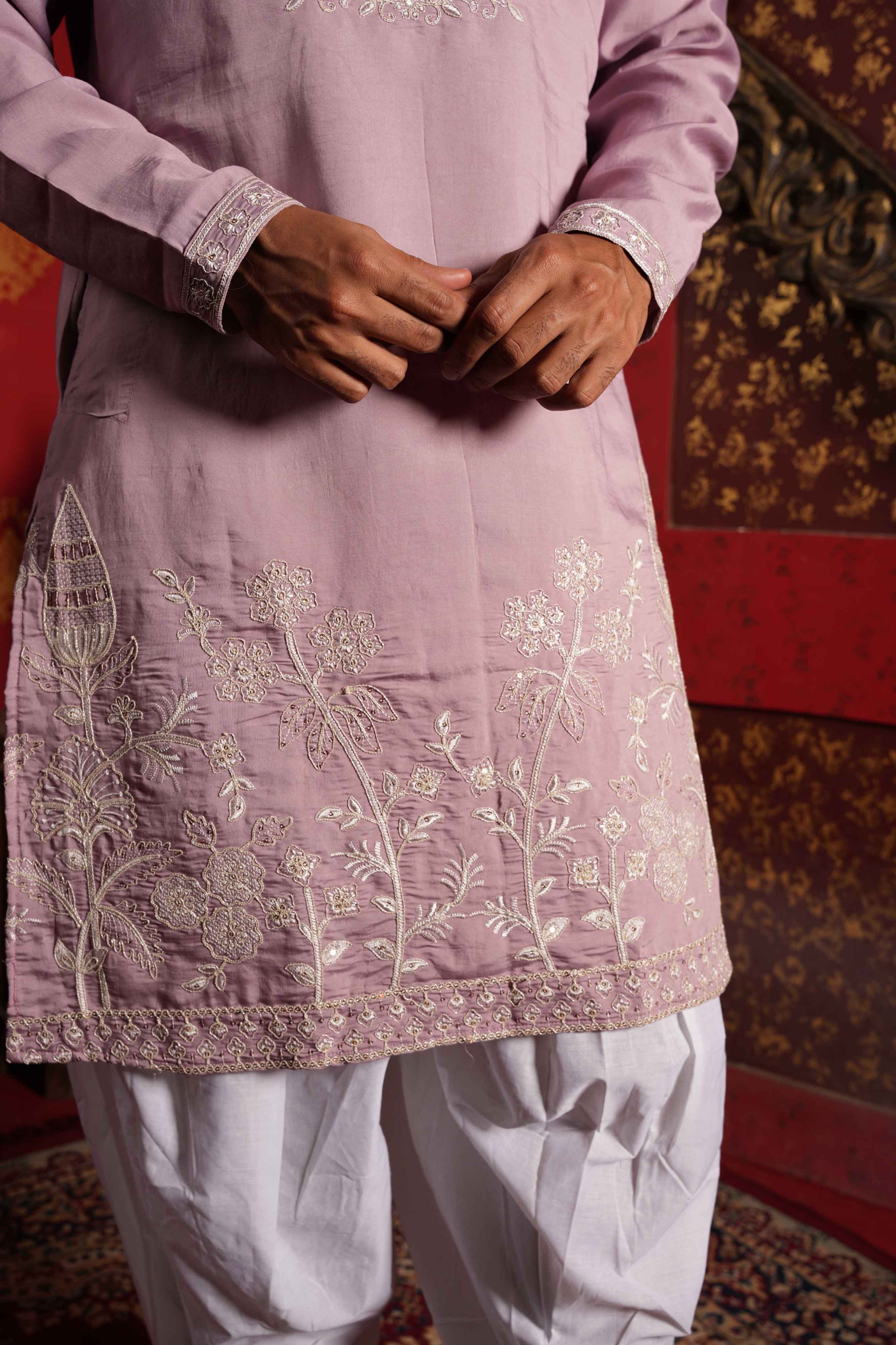 The Lavender Floral Embroidery Kurta