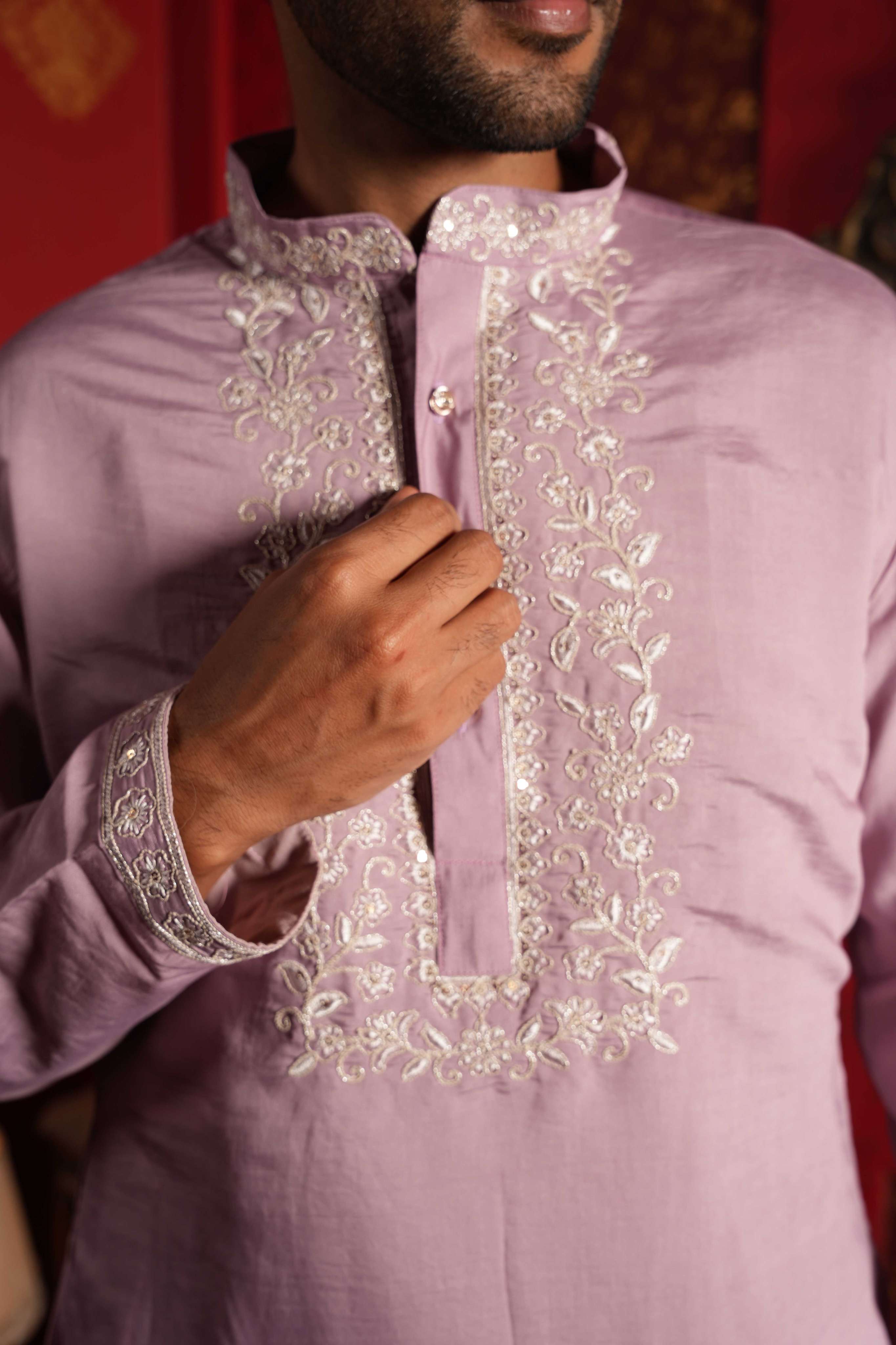 The Lavender Floral Embroidery Kurta