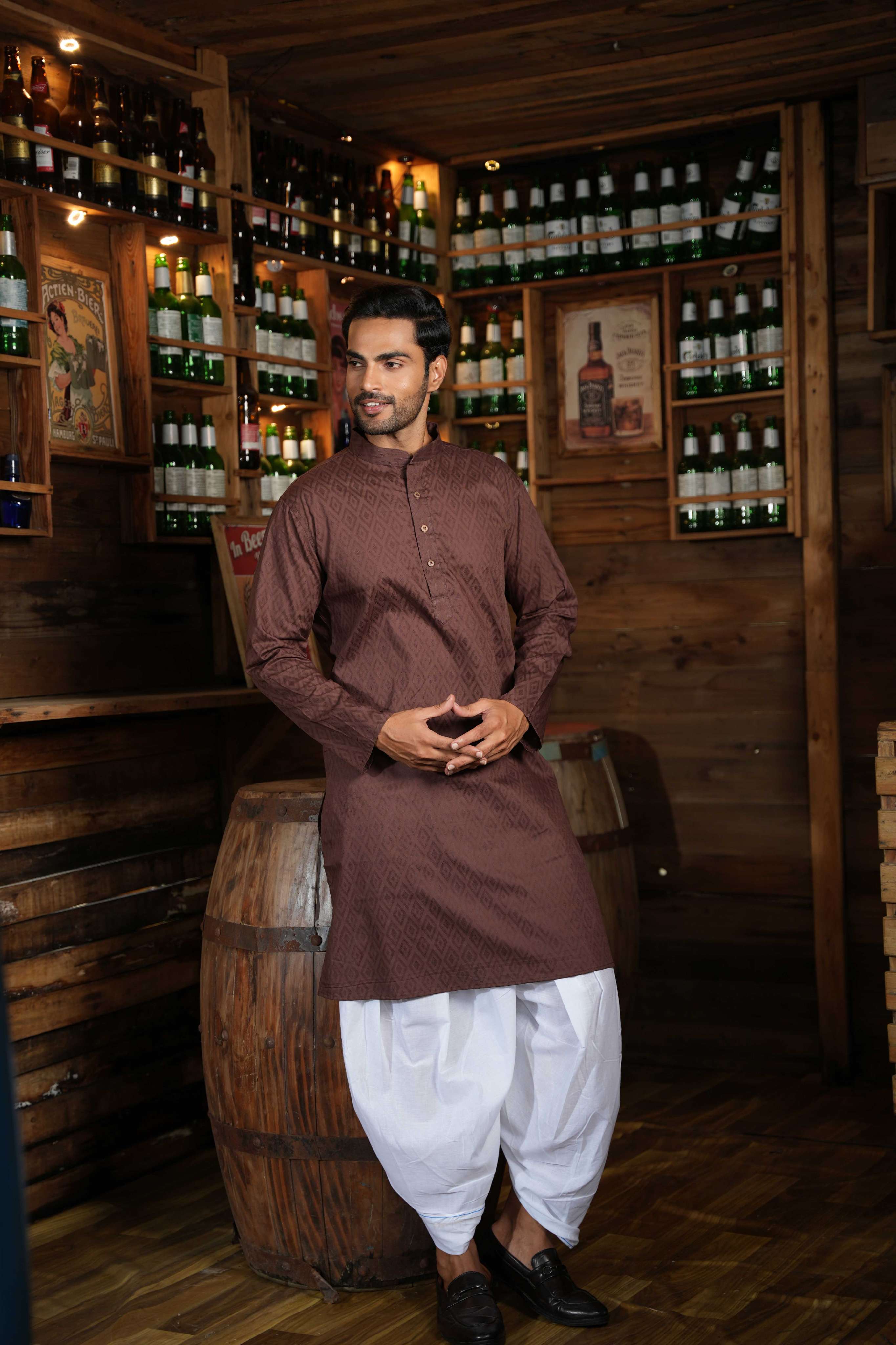 The Brown Geometric Long Kurta