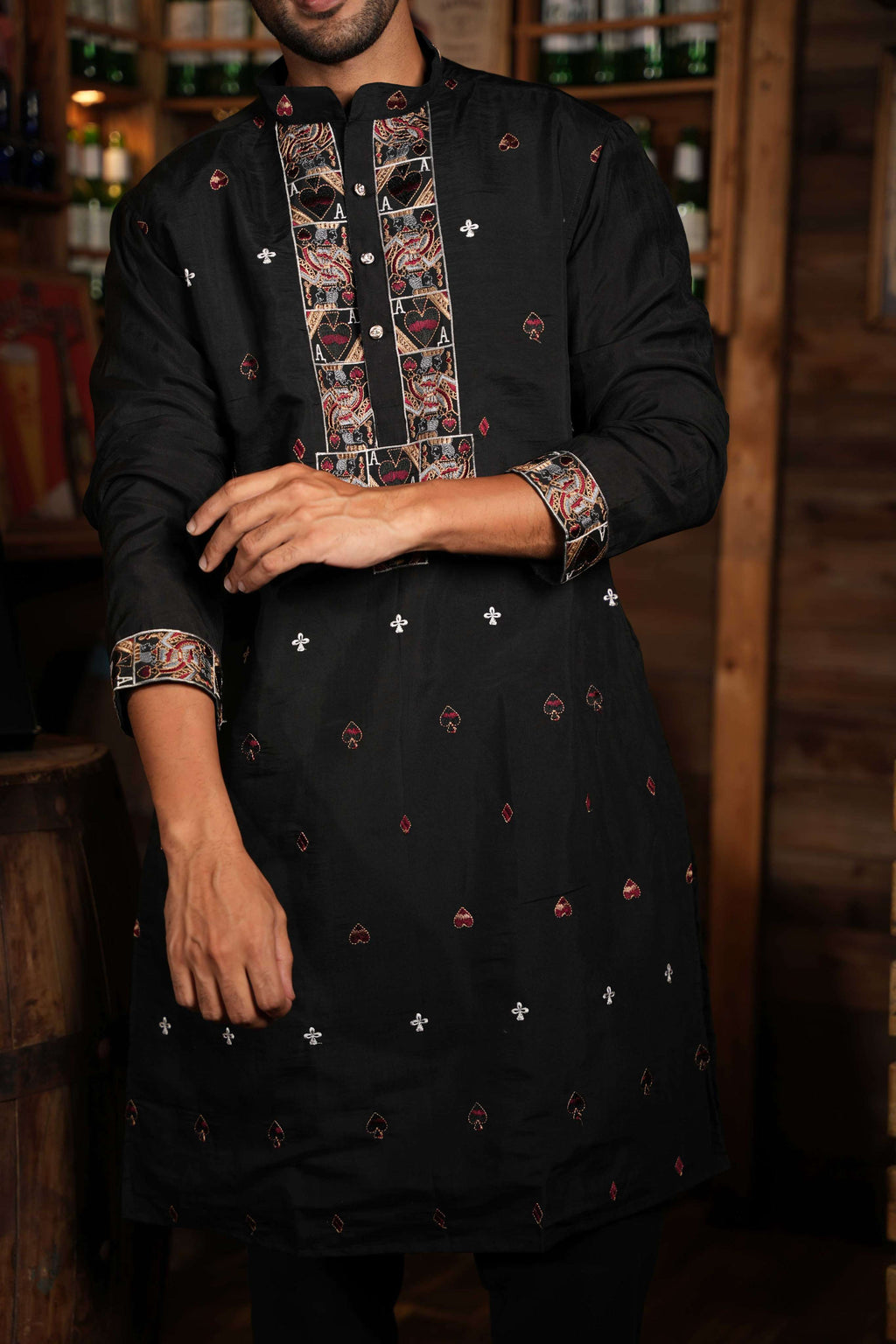 The Black Ace Embroidery Long Kurta