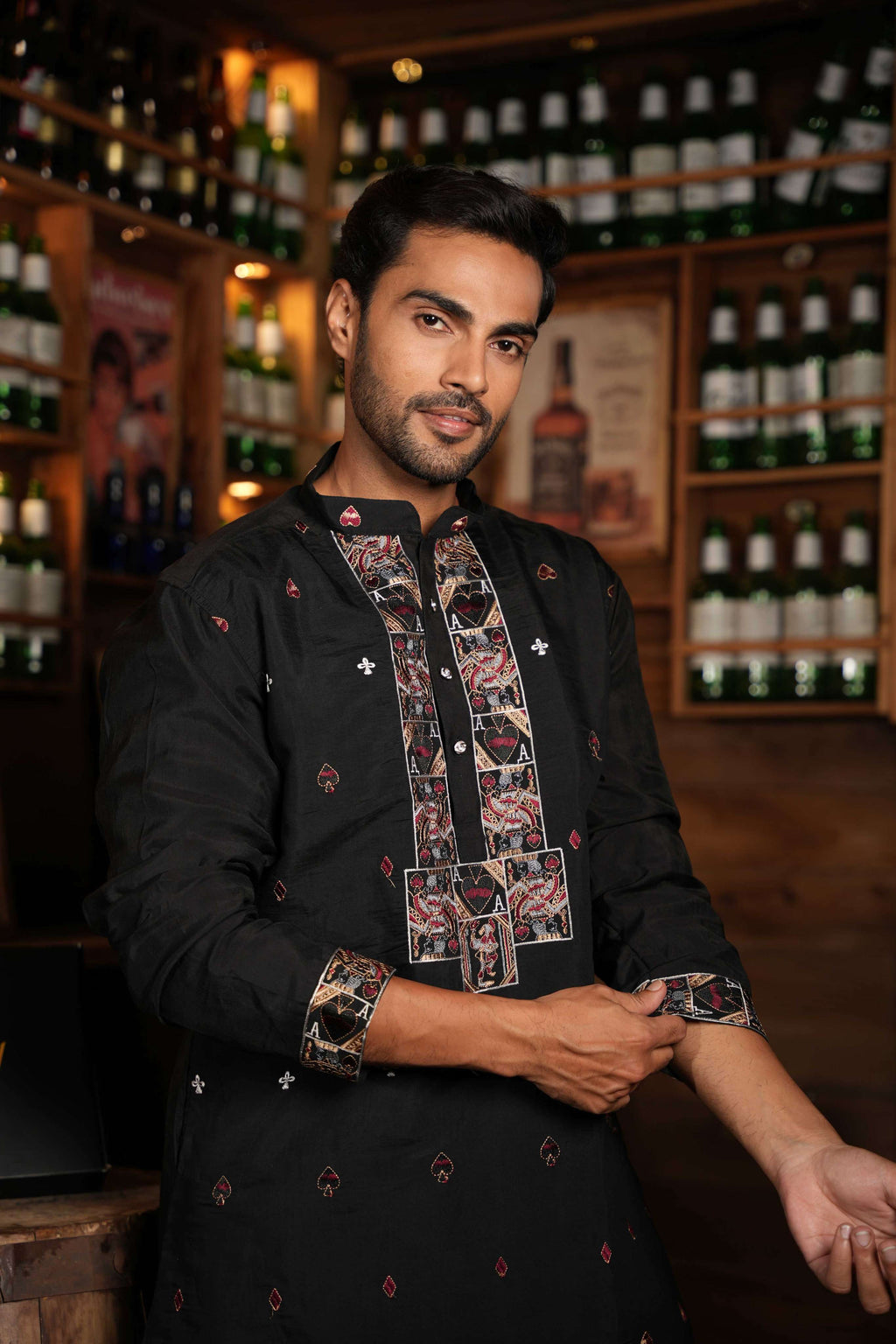 The Black Ace Embroidery Long Kurta