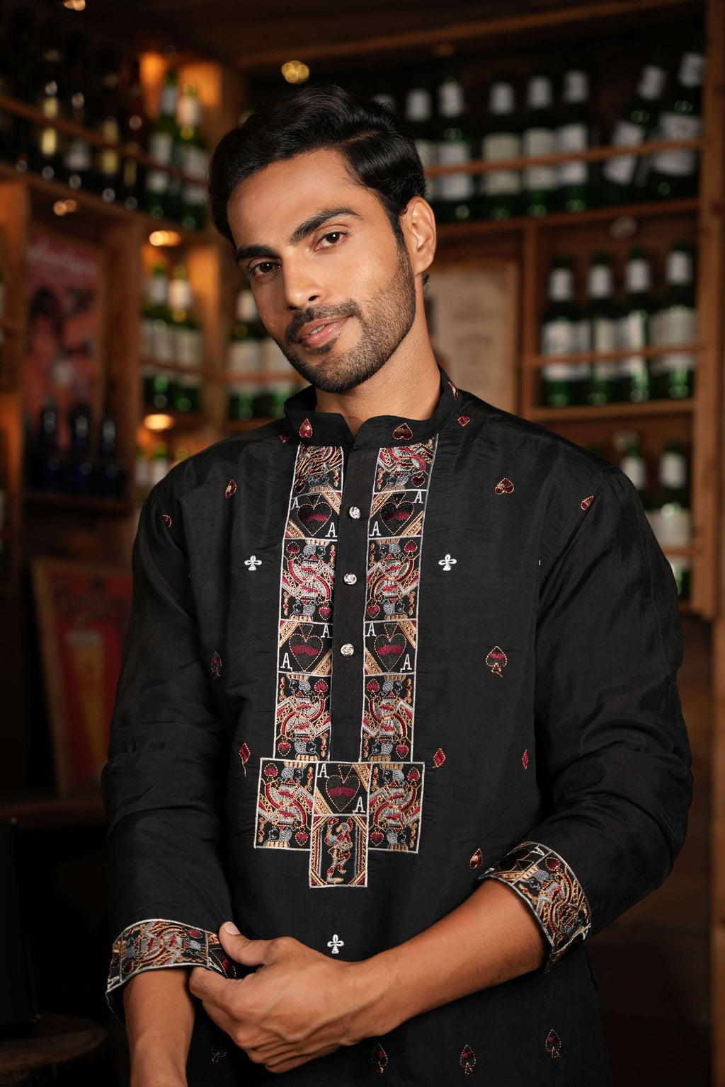 The Black Ace Embroidery Long Kurta