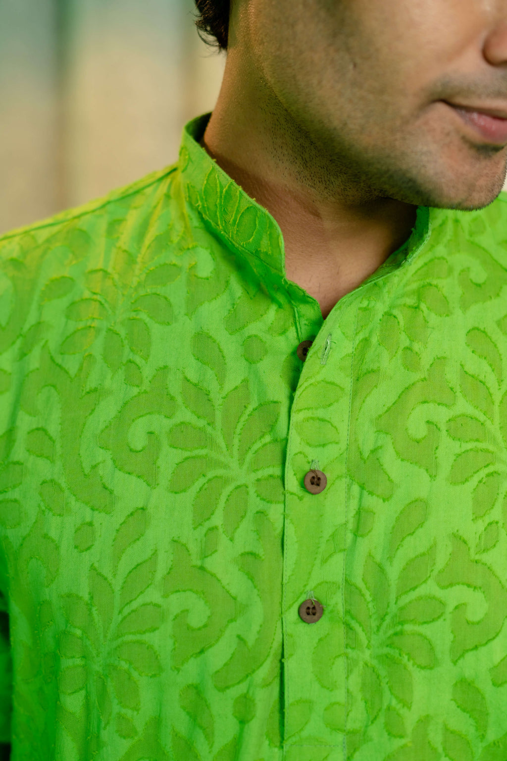 Green Color Long Kurta For Men