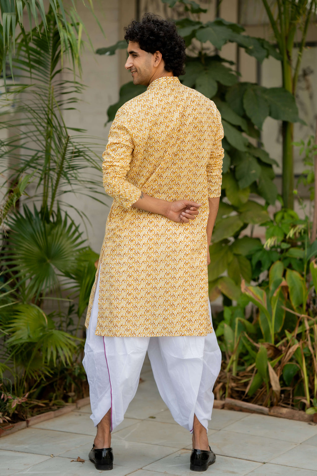 The Milky White Long Kurta with Zig Zag Design