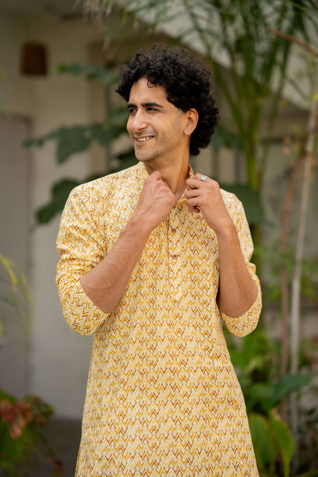 The Milky White Long Kurta with Zig Zag Design