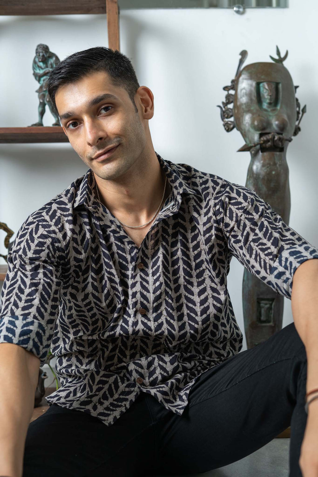 The Black Petal Stripe Print Shirt