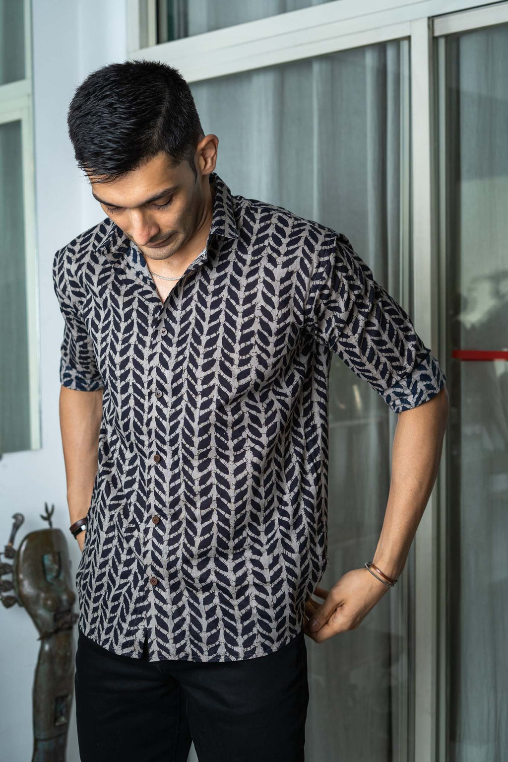 The Black Petal Stripe Print Shirt