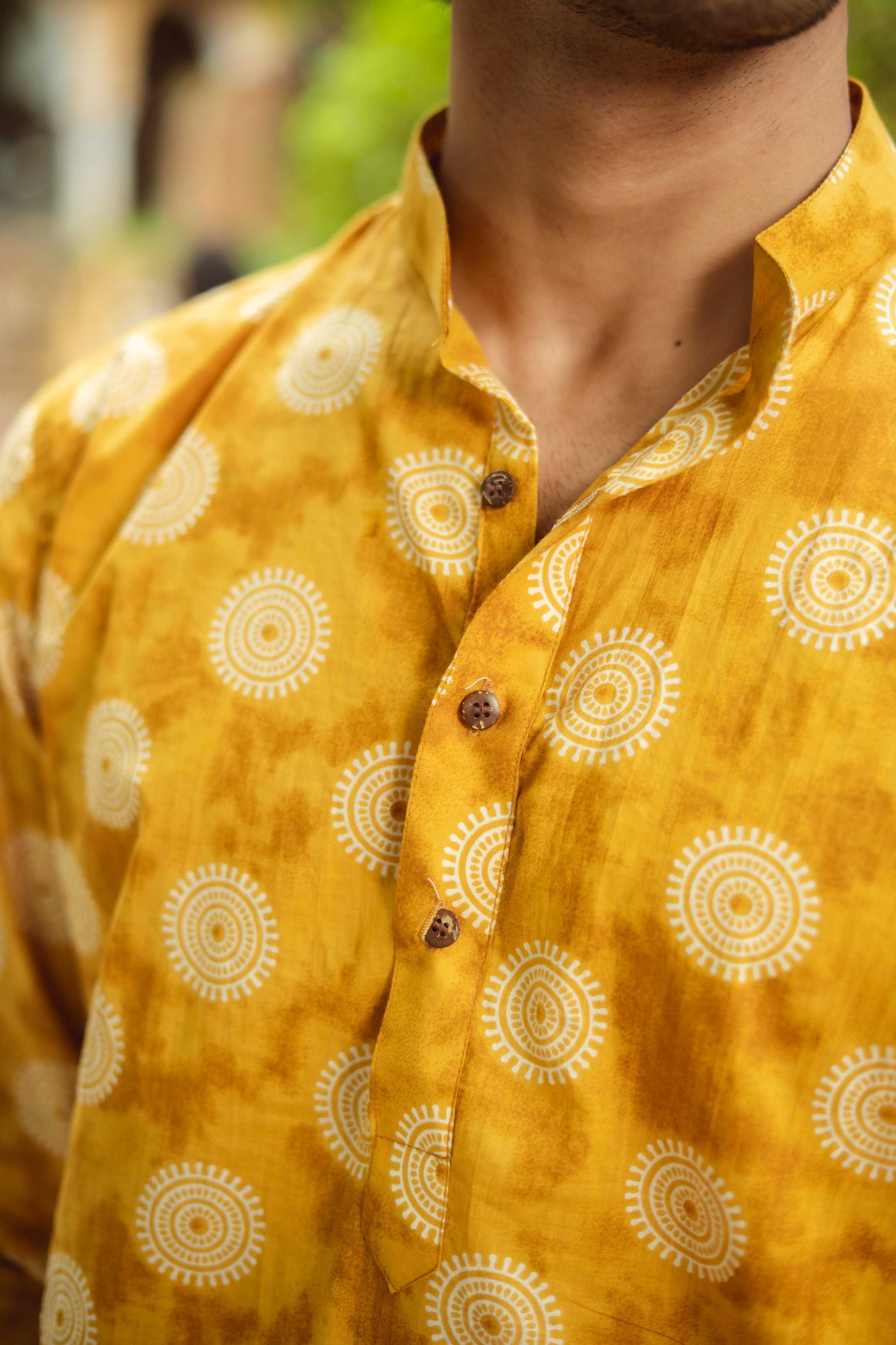The Mustard Yellow Mandala Print Long Kurta
