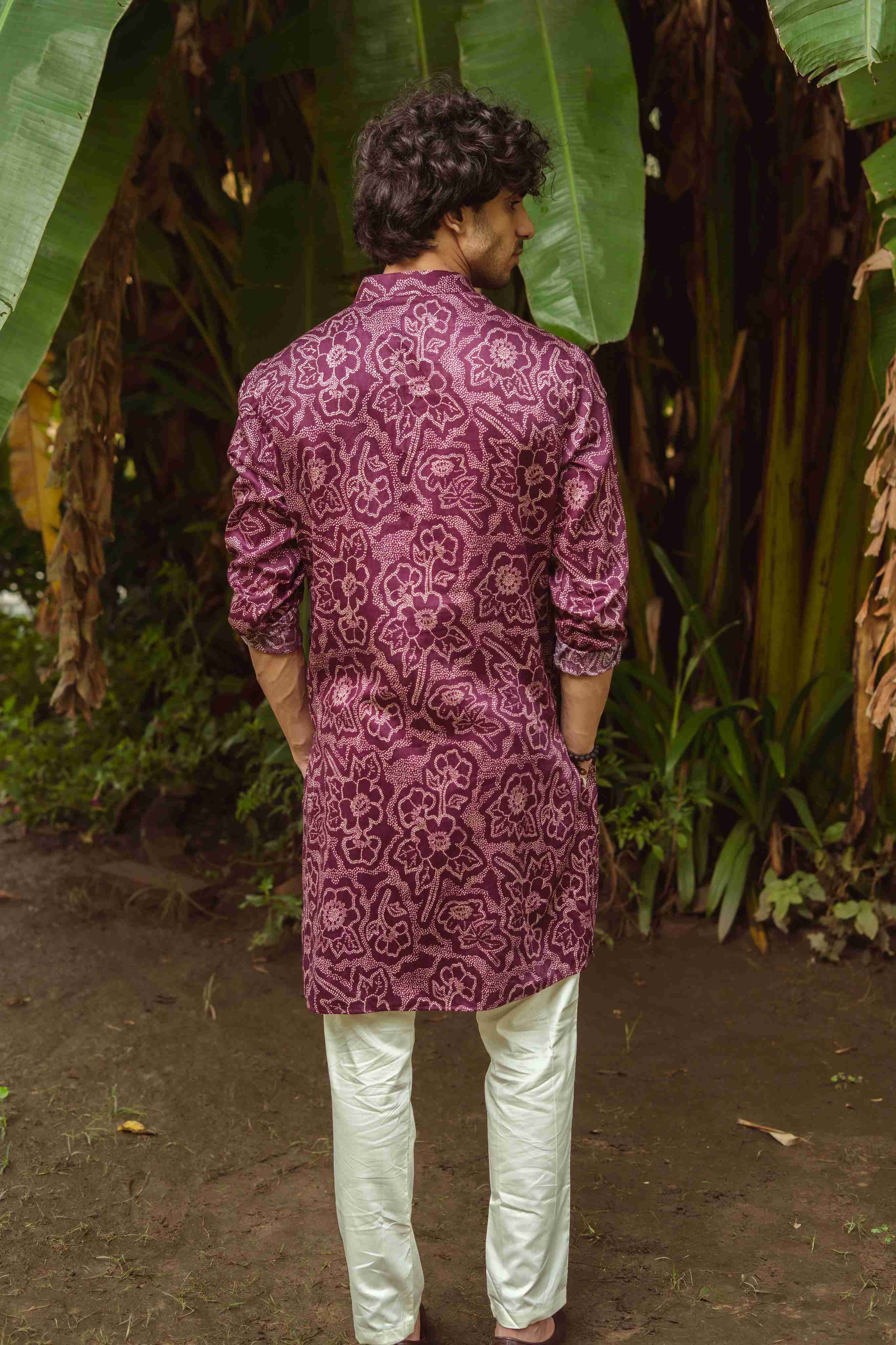 The Classic Violet Botanical Long Kurta