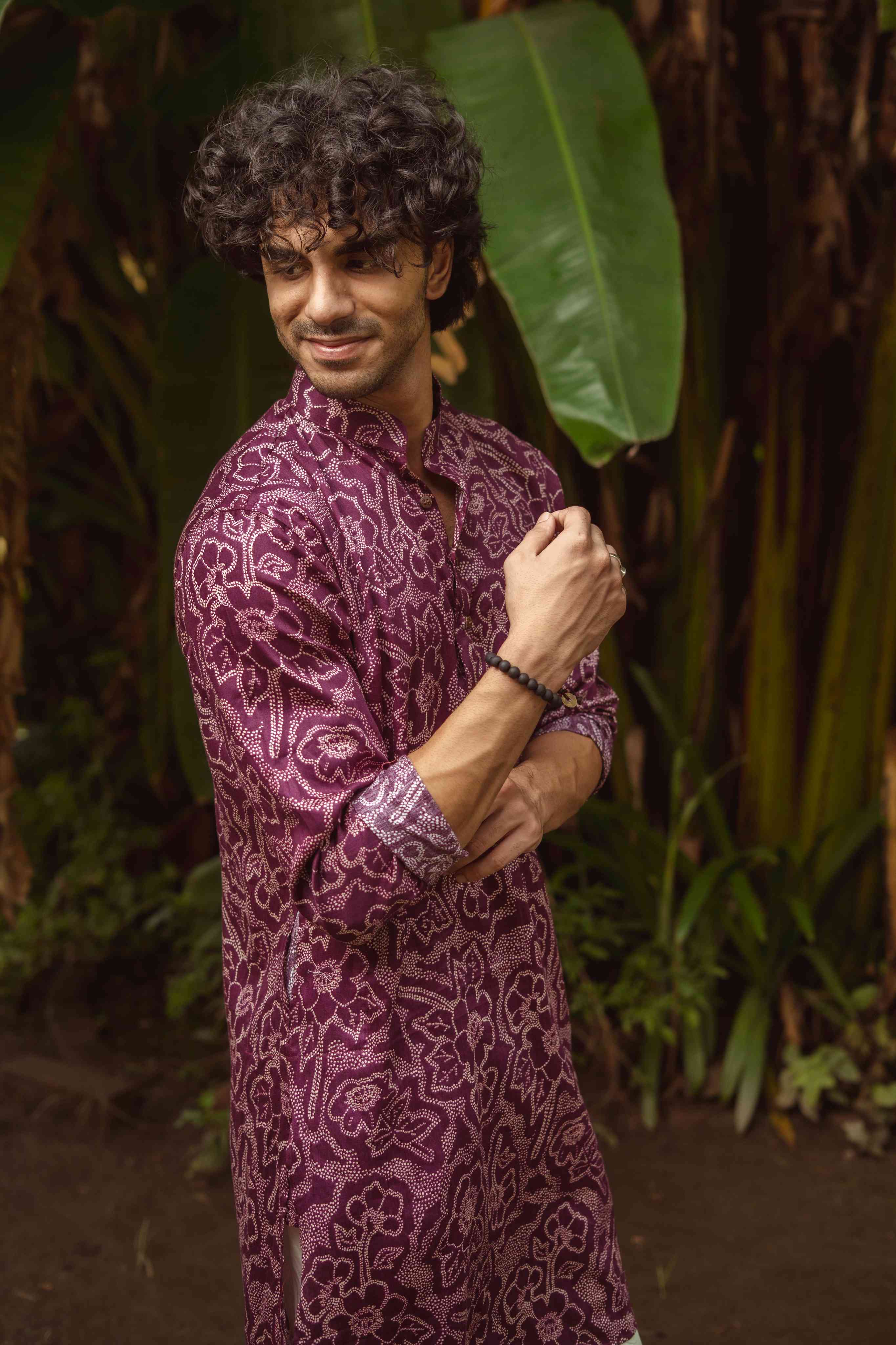 The Classic Violet Botanical Long Kurta