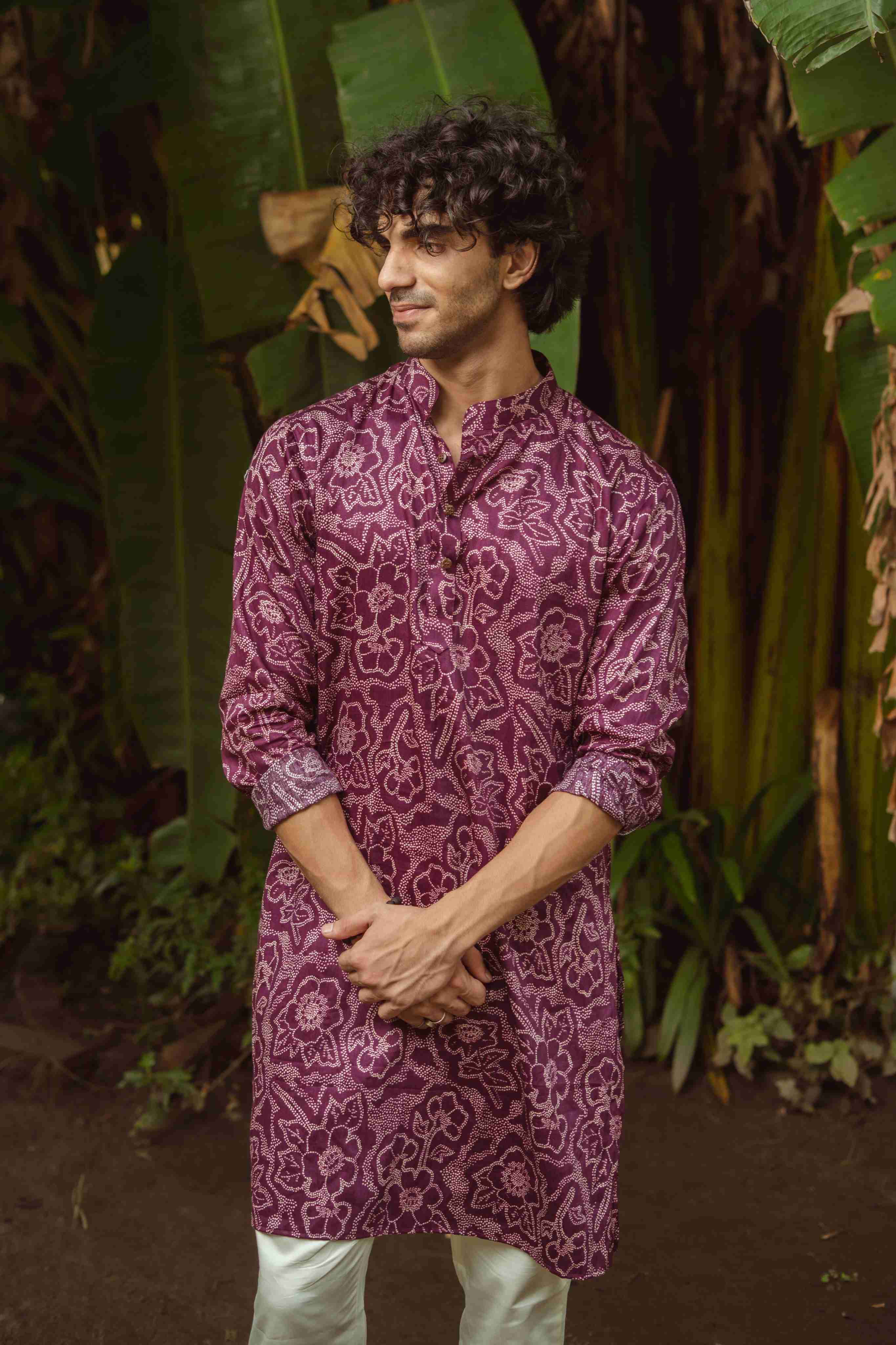 The Classic Violet Botanical Long Kurta