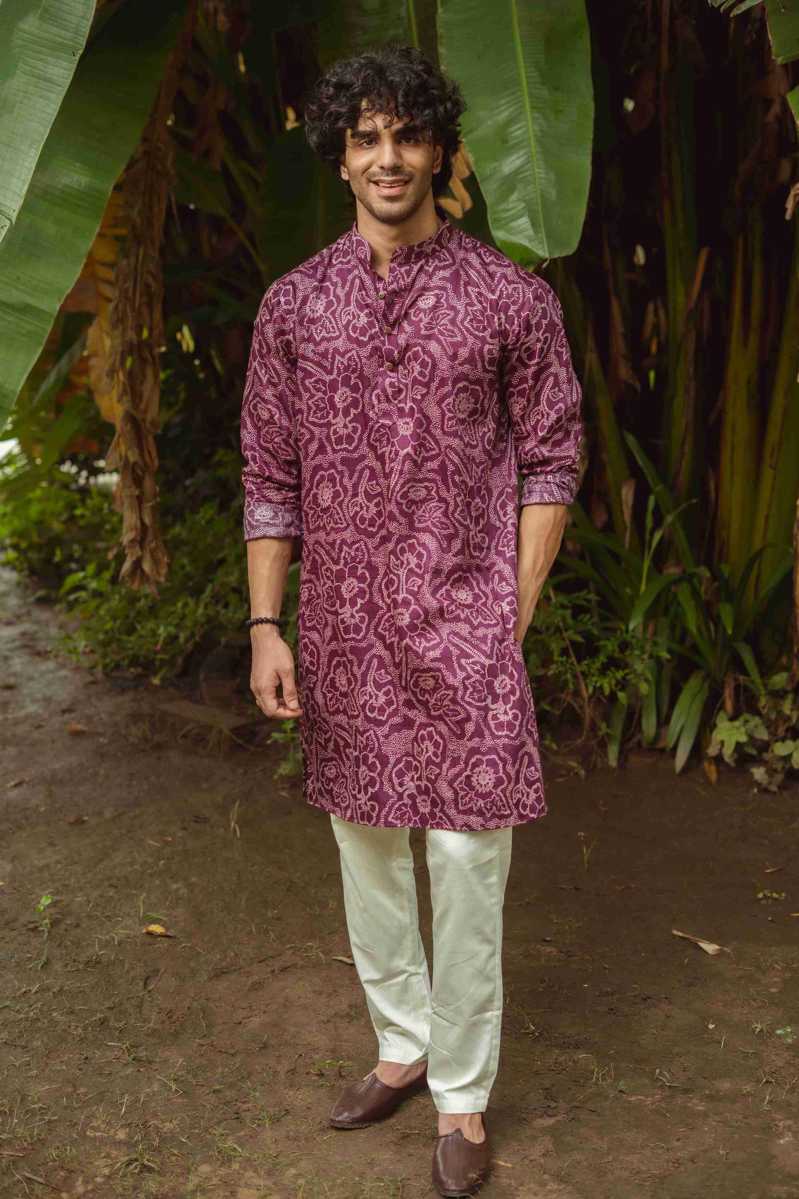The Classic Violet Botanical Long Kurta