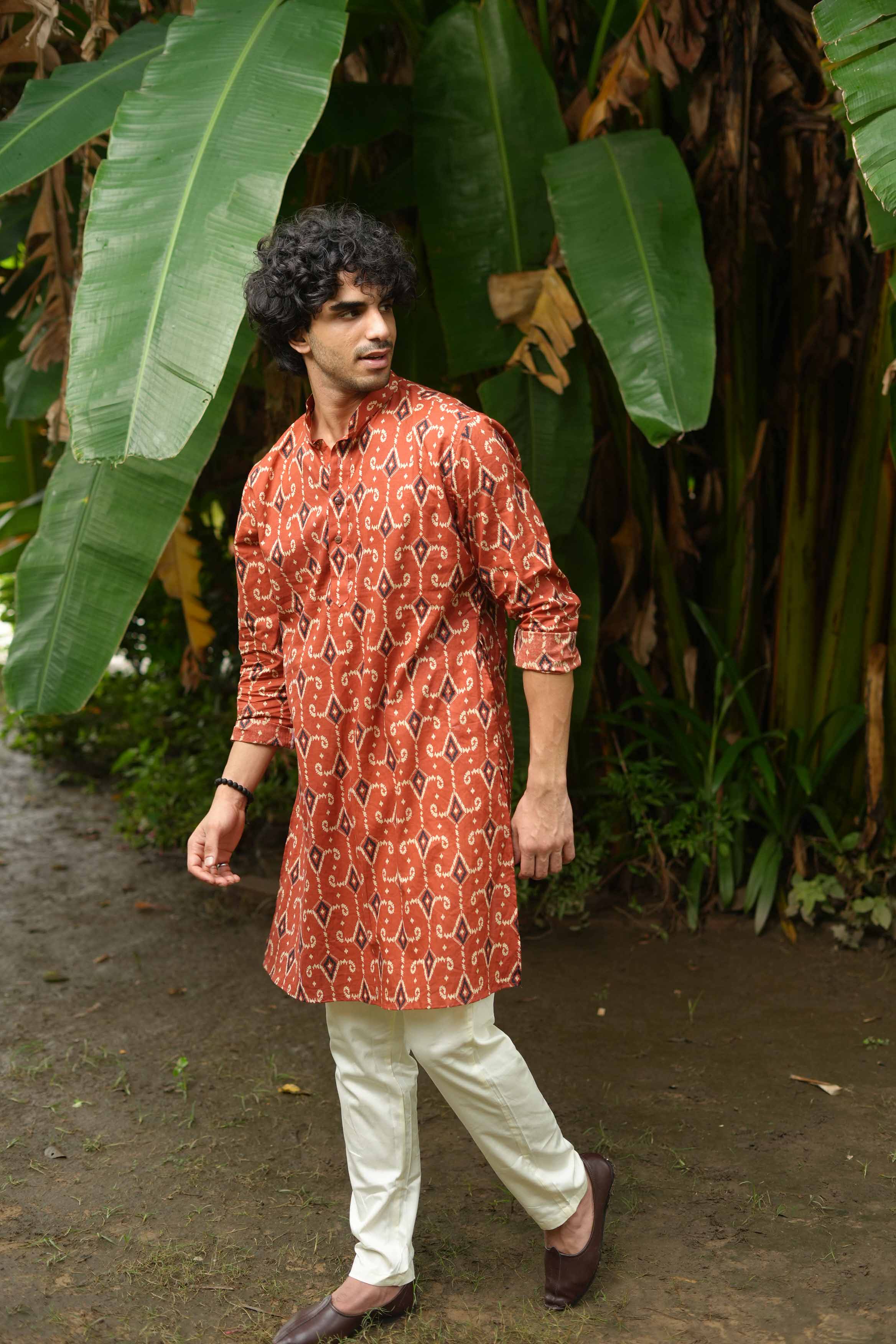The All Over Ikat Print Long Kurta